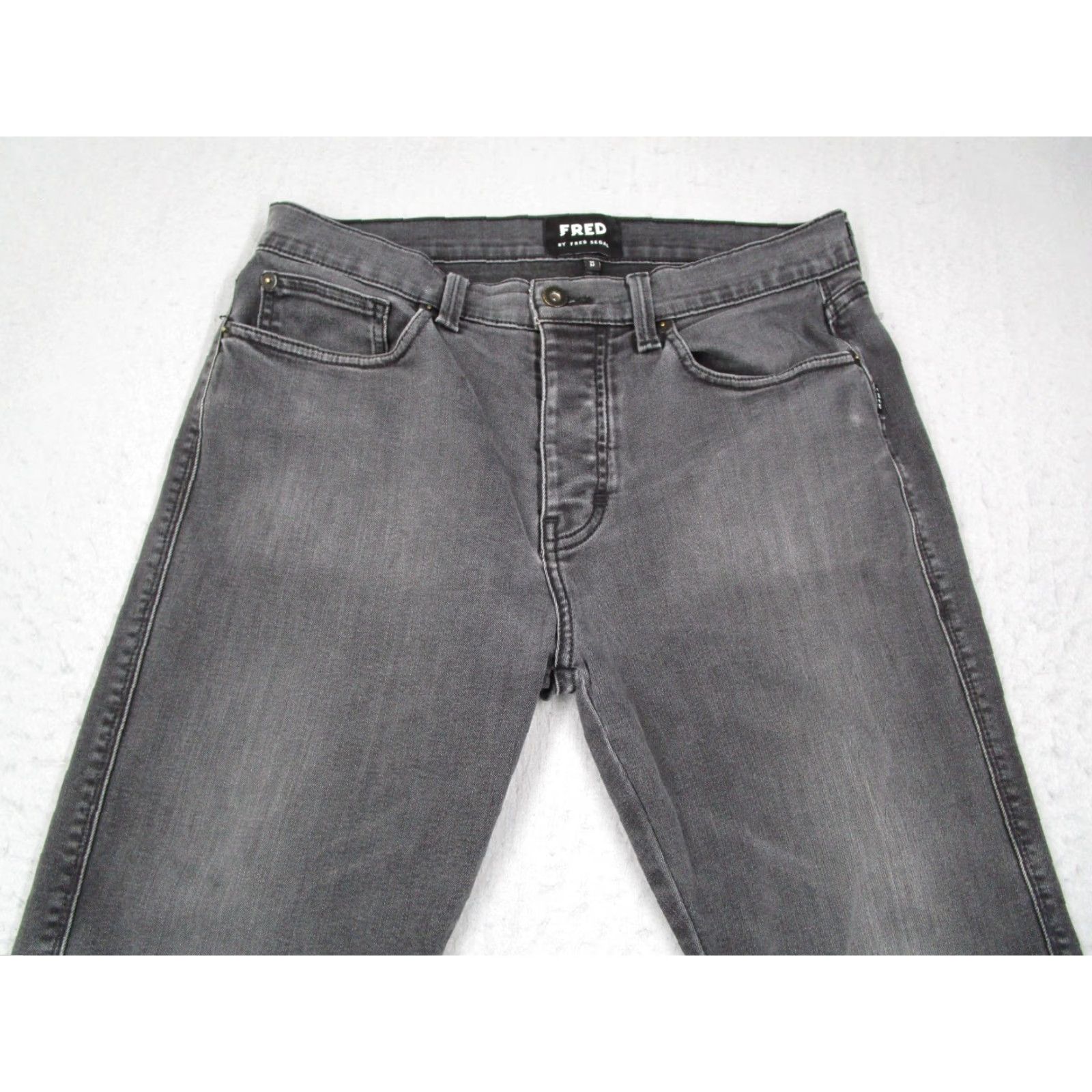 Fred Segal Fred Segal Women's Slim Jeans 32 Black Denim Tapered 32x27 Button Fly USA Size 24" / US 00 / IT 34 - 2 Thumbnail