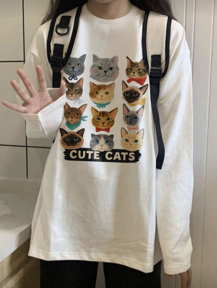 Japanese Brand Cute Cat Long Sleeve T Shirt Size US XL / EU 56 / 4 - 1 Thumbnail