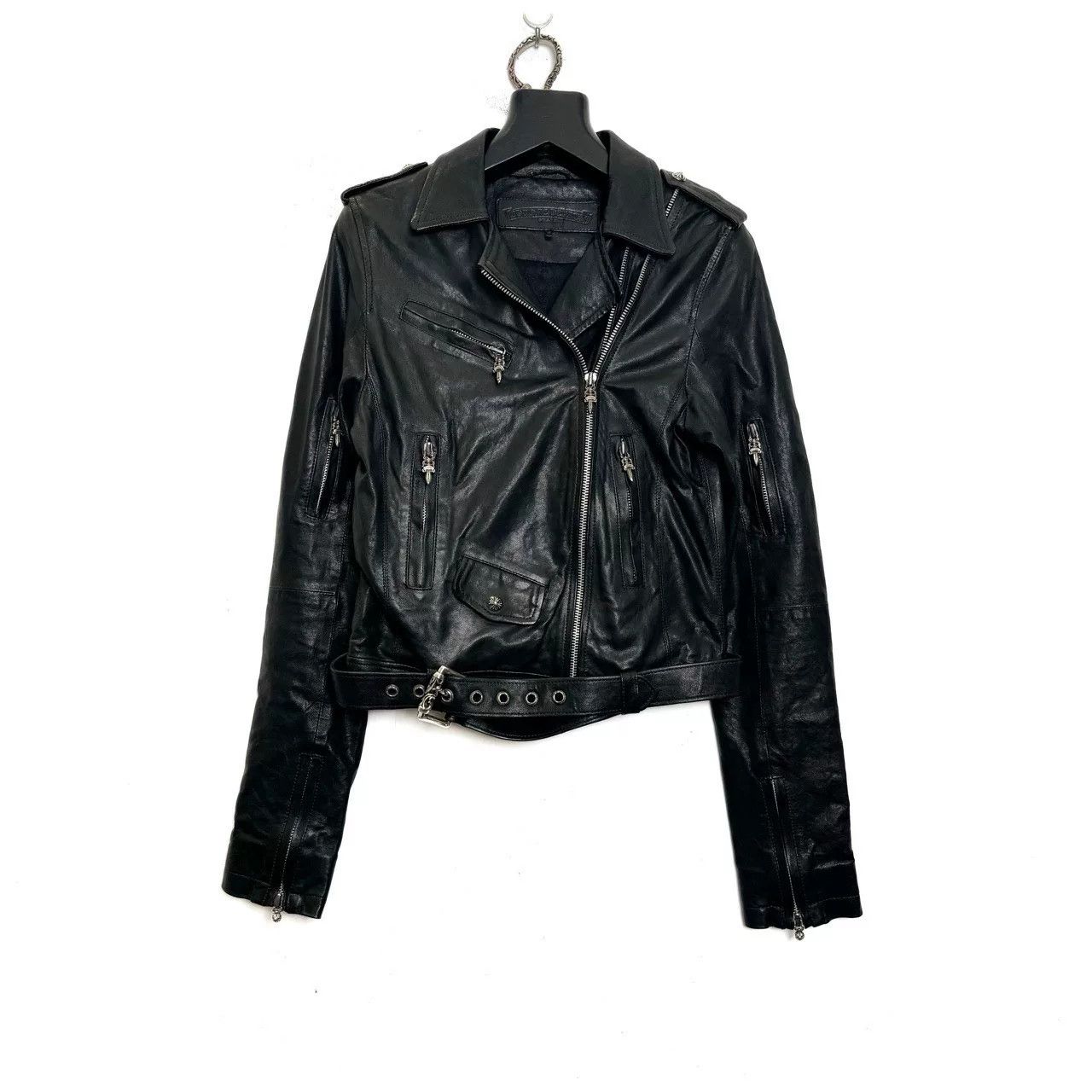 Chrome Hearts Chrome Hearts Black Biker Leather Jacket Size S / US 4 / IT 40 - 1 Thumbnail