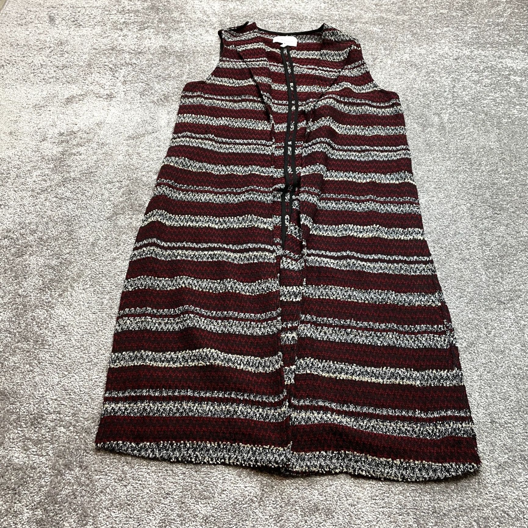 BCBGeneration BCBGeneration Vest Duster Topper Long Womens One Size Red Tweed Stripe Cardigan Vest Modern Jacket Size ONE SIZE - 2 Thumbnail