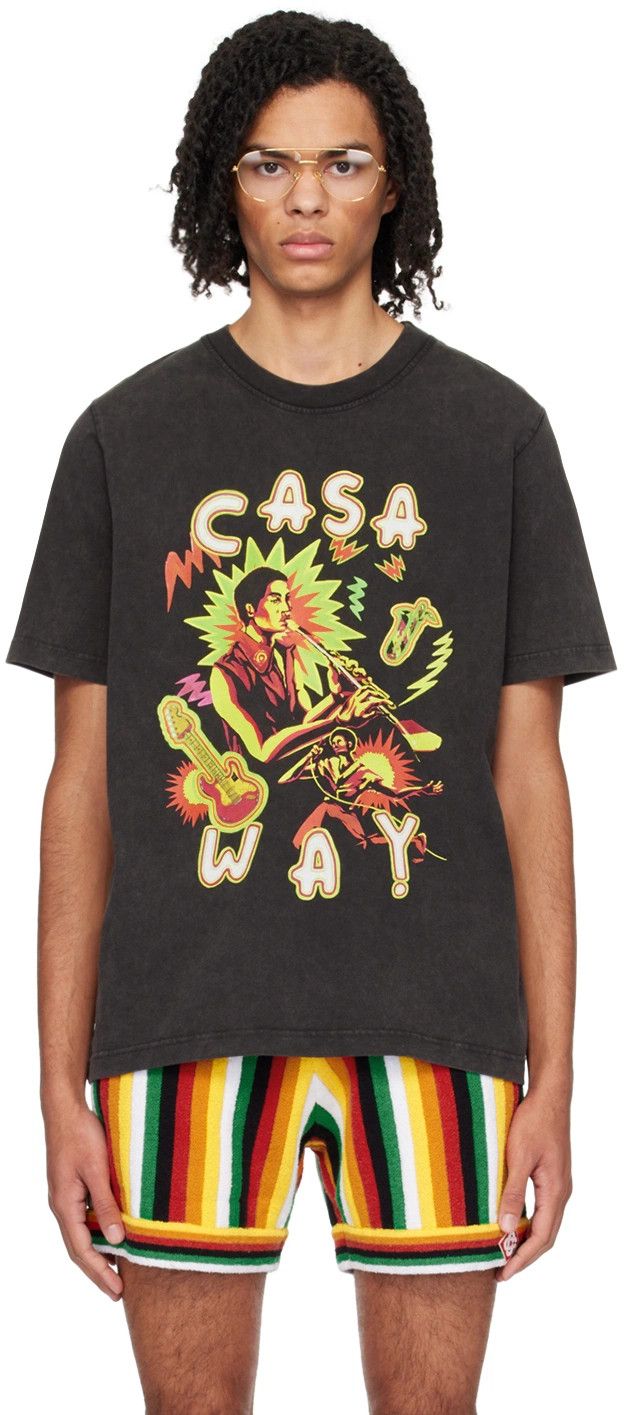 Casablanca o1mle0326 Printed T-Shirt Music For the People In Black Size US S / EU 44-46 / 1 - 1 Thumbnail