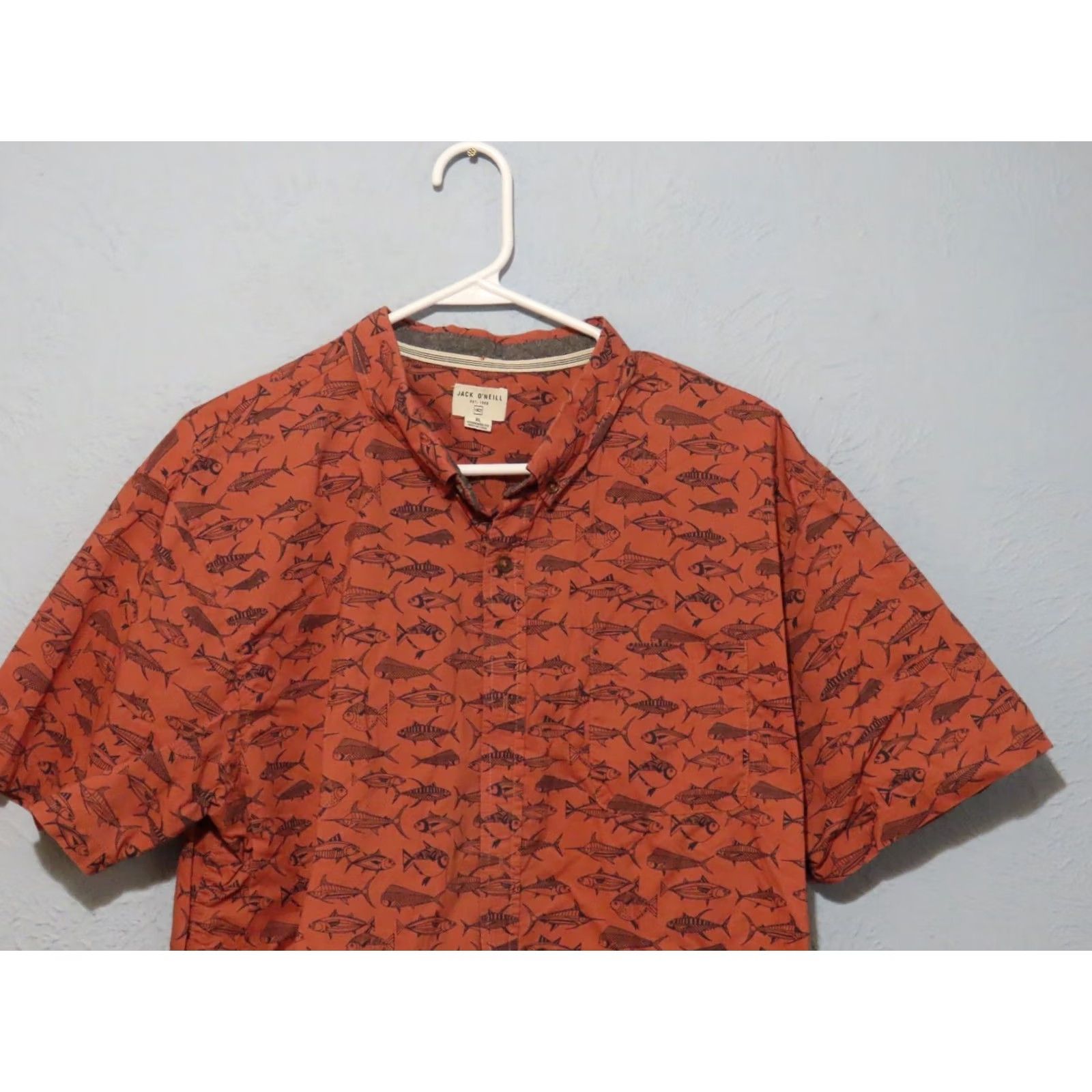 O'Neill Jack O'Neill Button-Up Short Sleeve Shirt Men's XL Brown Hawaiian Casual Shirt Fish Graphic Ocean All Over Size US XL / EU 56 / 4 - 3 Thumbnail
