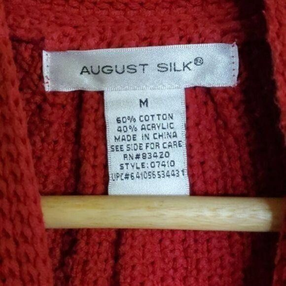 Vintage August Silk Sz. M Red Sweater Mock Neck Button Closure Vest Size M / US 6-8 / IT 42-44 - 4 Thumbnail