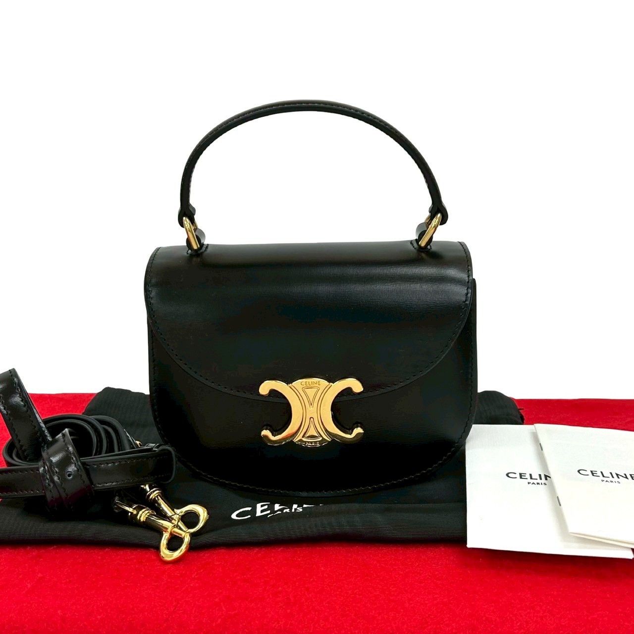 Celine Celine Mini Besace Cuir 2way Bag Leather Shoulder Bag DUTY FREE for USA