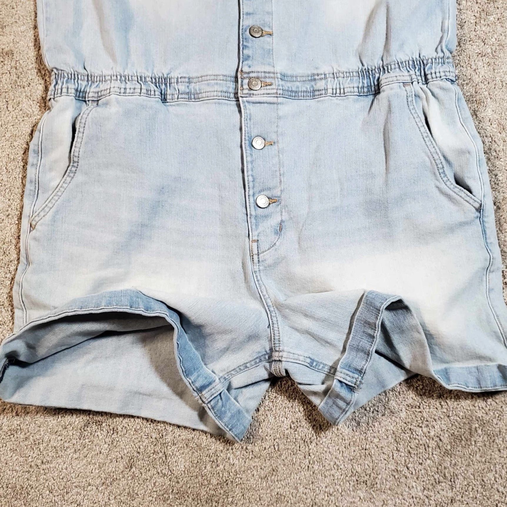 Jordache VINTAGE Jordache Jeans Jumper Jumpsuit Shorts Denim XL / XG Button Up Collared Short Sleeve One-Piece Unisex Adults 80s 90s Y2K Retro Size 40" / US 18 - 7 Thumbnail