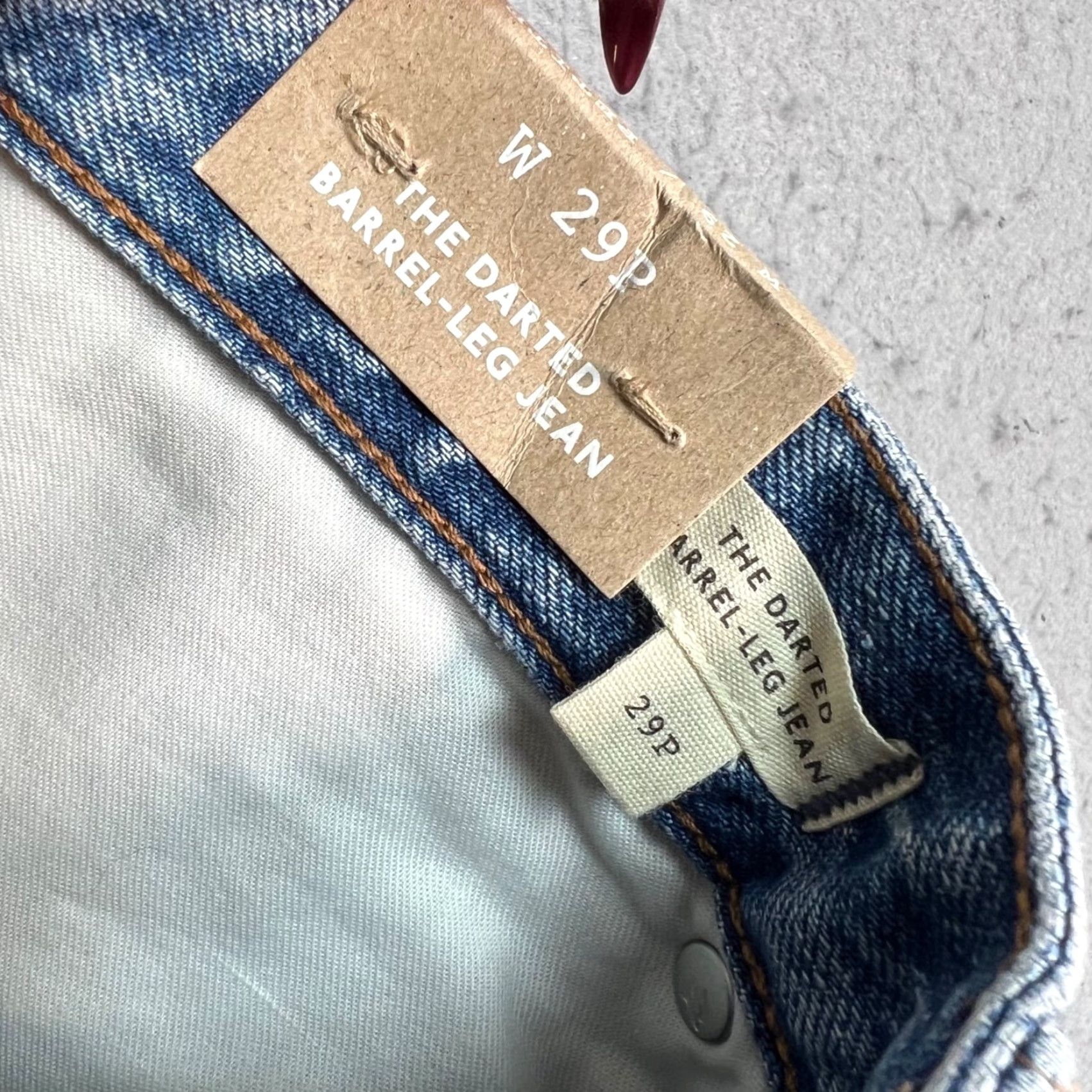 Madewell Womens 29P The Darted Barrel-Leg Jeans Relaxed Fit Light Wash Denim Blue