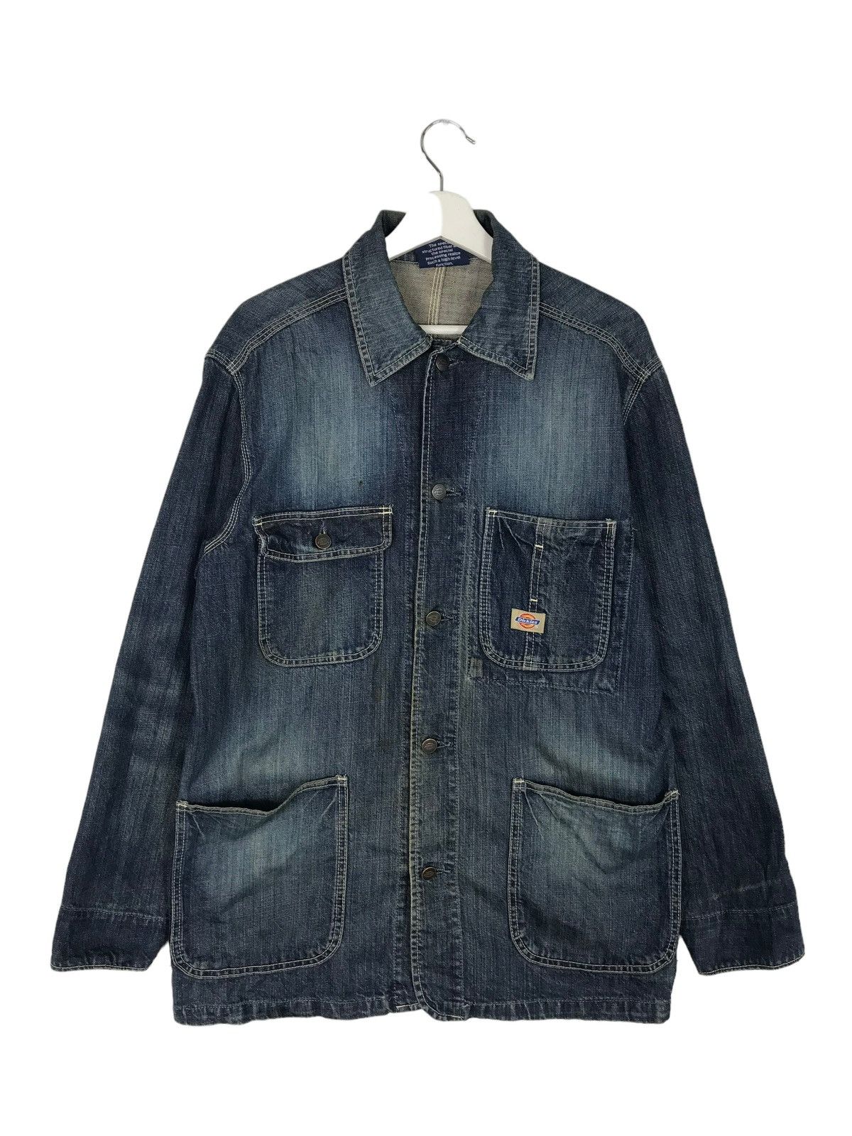 Dickies 💥 VINTAGE DICKIES DENIM CHORE JACKET Size US L / EU 52-54 / 3 - 5 Thumbnail