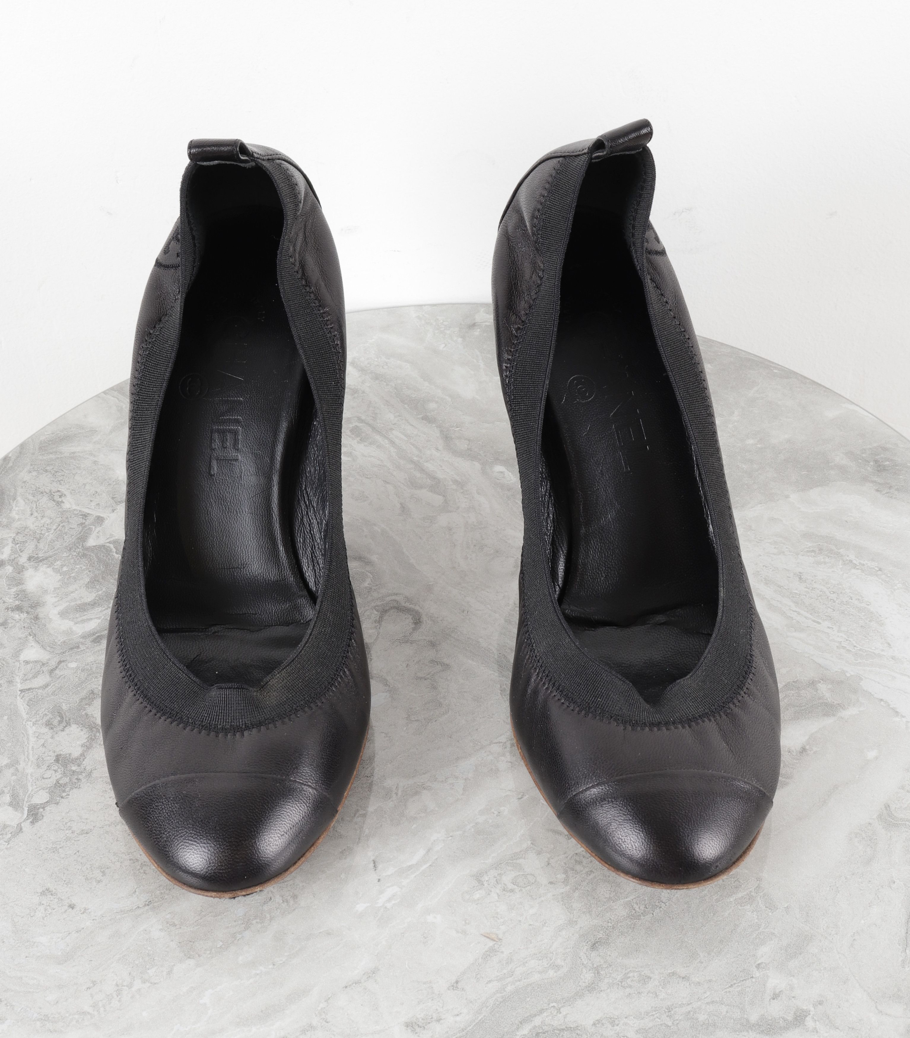 Chanel Chanel CC Logo Spirit Leather Stretch Black Heels Size US 9.5 / IT 39.5 - 4 Thumbnail