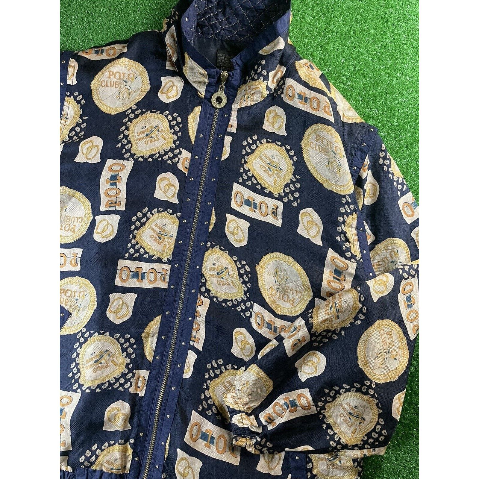image of Vintage 90's 100% Silk Polo Ralph Laurent Bomber Medium Jacket in Blue, Men's
