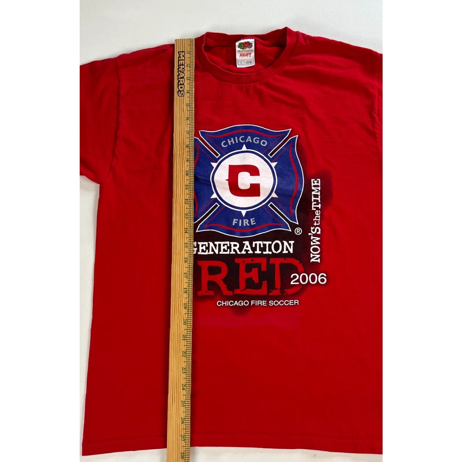 Fruit Of The Loom Vintage Chicago Fire Soccer Club Generation Red T-Shirt MLS Sz L Mens Size US L / EU 52-54 / 3 - 7 Thumbnail