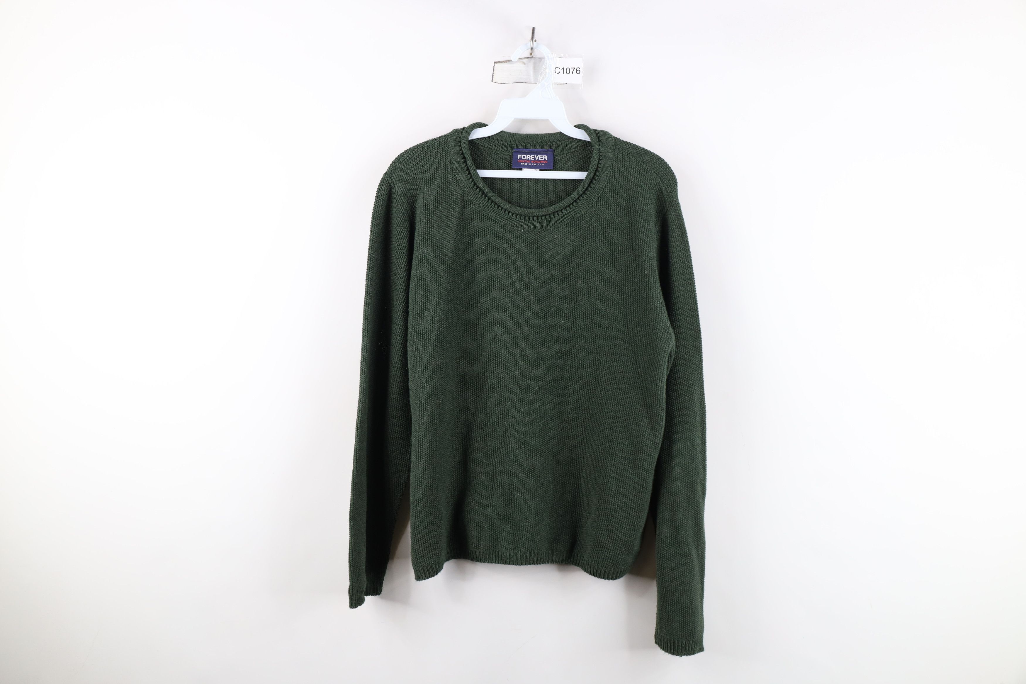 Vintage Vintage 90s Streetwear Thermal Marled Knit Sweater Green USA Size M / US 6-8 / IT 42-44 - 1 Thumbnail