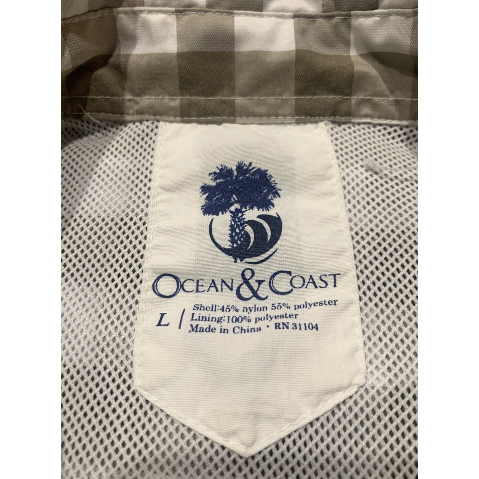 Vintage Ocean & Coast Men's L Nylon Polyester Plaid Tab Sleeve Button Down Vented Shirt Size US L / EU 52-54 / 3 - 6 Thumbnail