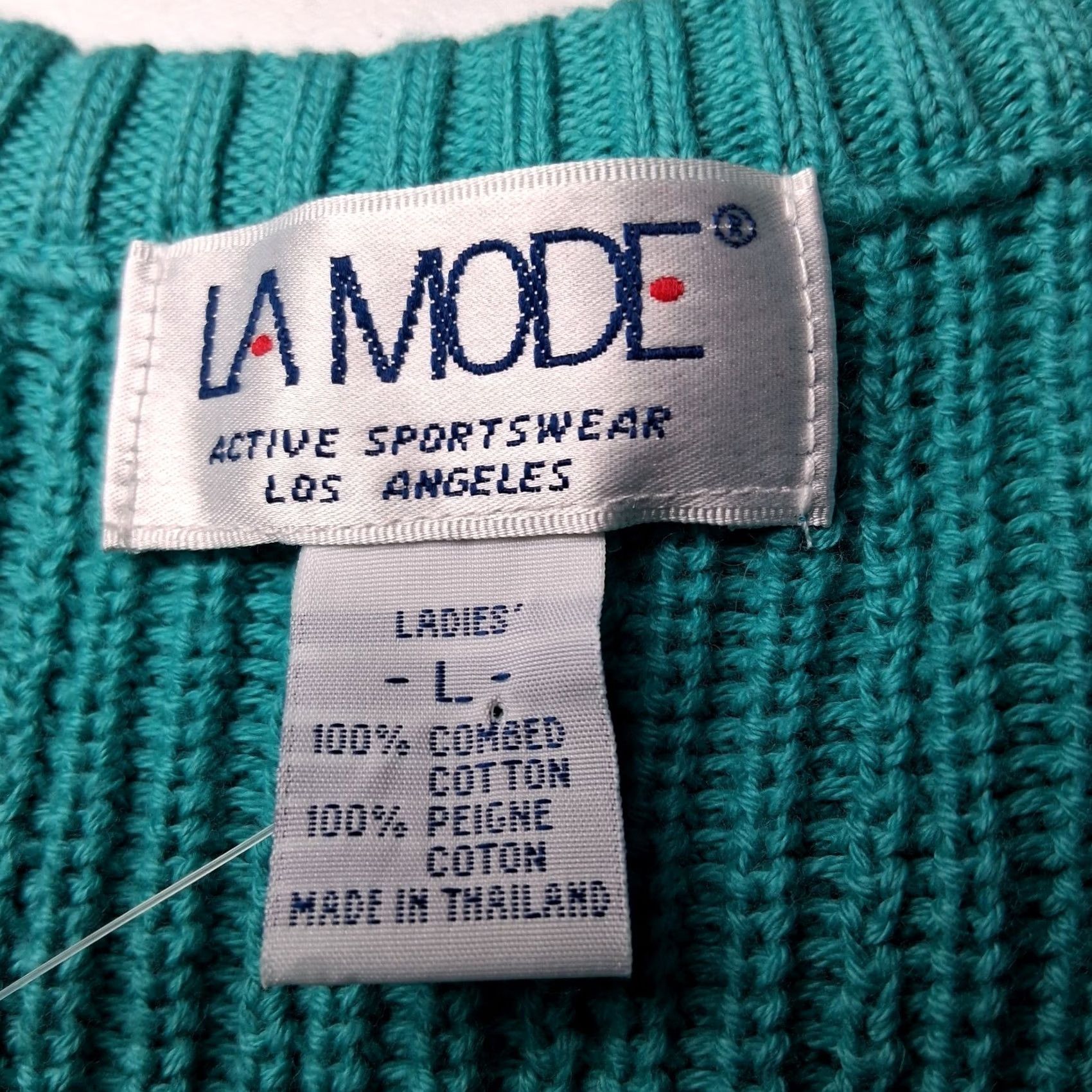 Vintage VINTAGE La Mode Sweater Vest L Teal Combed Cotton Preppy V Neck 1990s Size L / US 10 / IT 46 - 7 Thumbnail