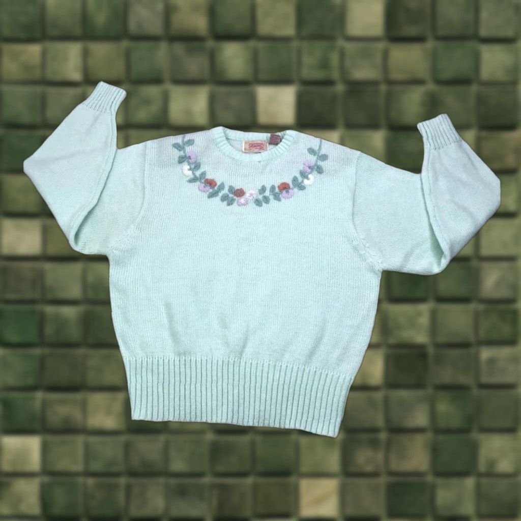 Vintage VINTAGE Jasmine Floral Embroidery Knit Sweater Size XL / US 12-14 / IT 48-50 - 1 Thumbnail