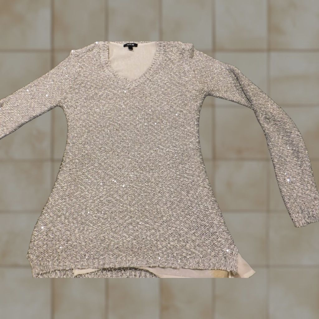 Apt. 9 Apt 9 Womens Sweater Small gray pullover crewneck lined Knit Long Sleeve Embroidered Classic Knit Style Casual Men? No Size S / US 4 / IT 40 - 1 Thumbnail