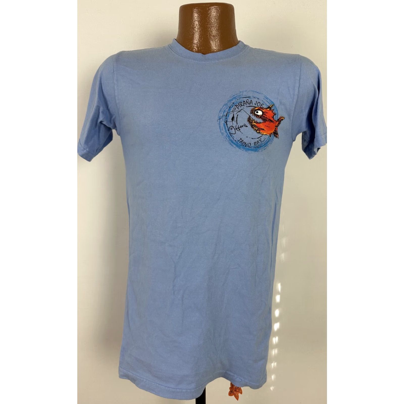 Vintage Pirana Joe Taino Bay Puerto Plata Souvenir Shirt Small Unisex Adults Blue Crew Neck Short Sleeve Cotton Jersey Beach Casual Mens Women’s? Size US S / EU 44-46 / 1 - 5 Thumbnail