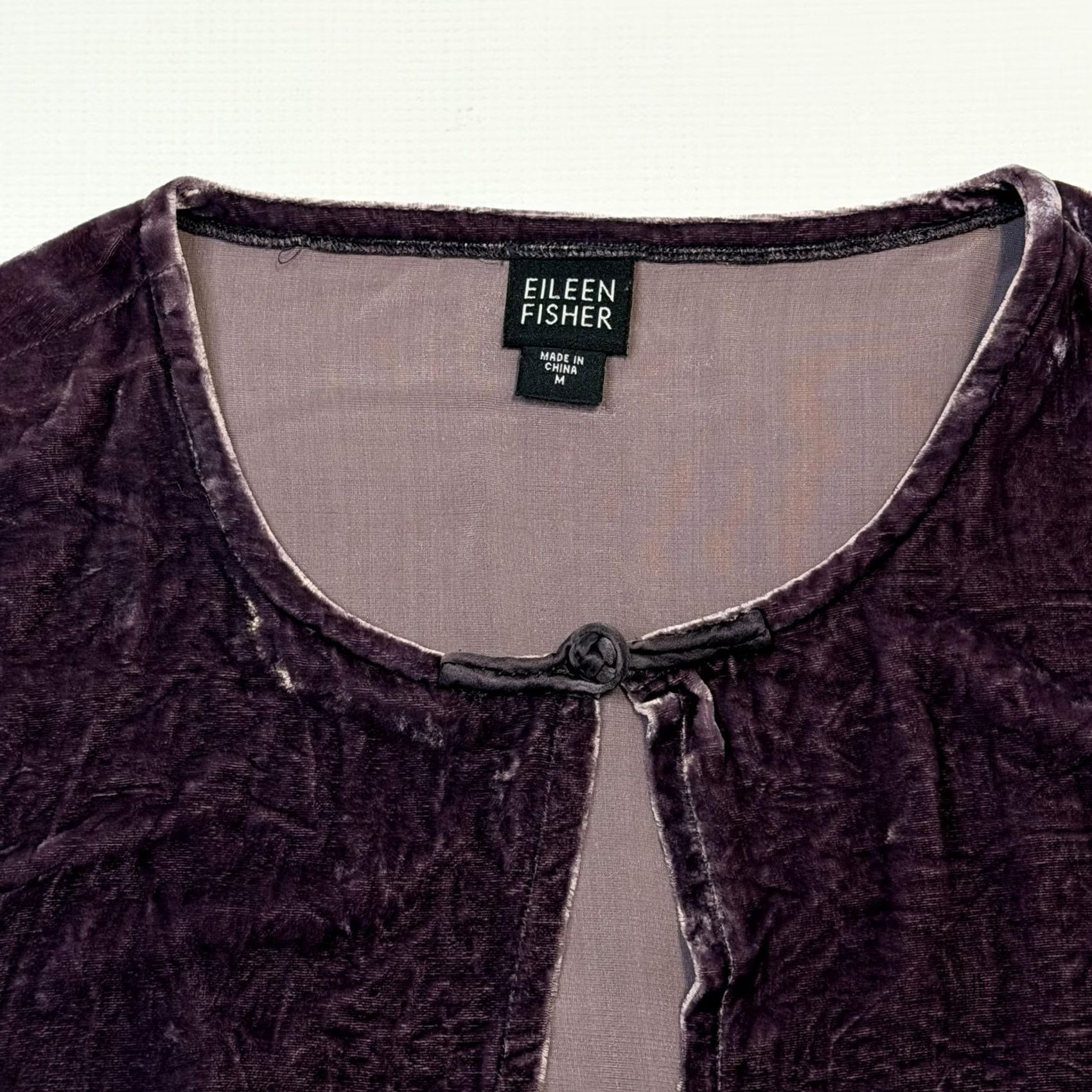 Eileen Fisher VINTAGE Eileen Fisher Cardigan Womens Medium Purple Crushed Velvet Silk Blend Open Front Size M / US 6-8 / IT 42-44 - 7 Thumbnail