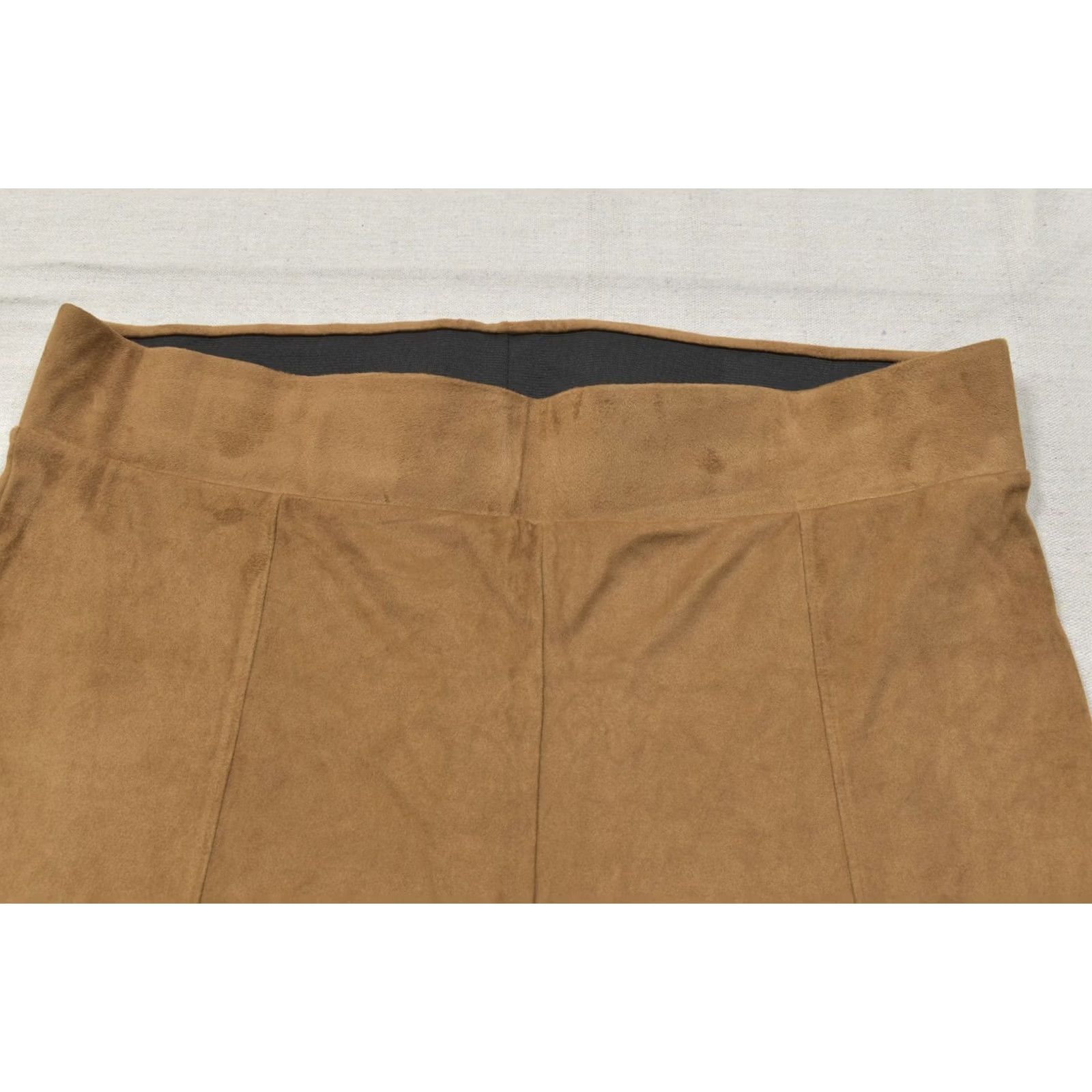 Vintage VINTAGE? Seven7 Women XXL Faux Suede Pull On Leggings Camel Brown Black? Size 40" / US 18 - 6 Thumbnail