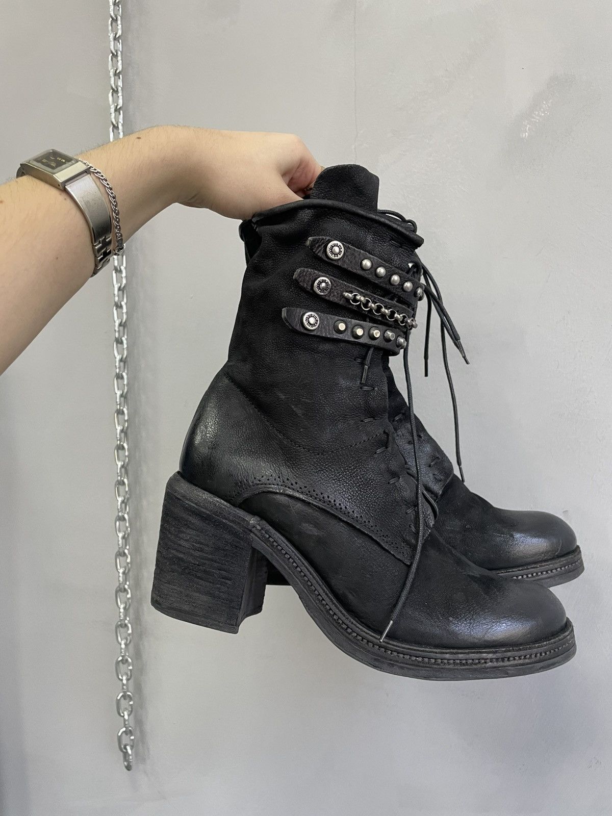 A.S.98 Belted avant garde heel leather boots A.S. 98 guidi style Size US 7.5 / EU 40-41 - 5 Thumbnail