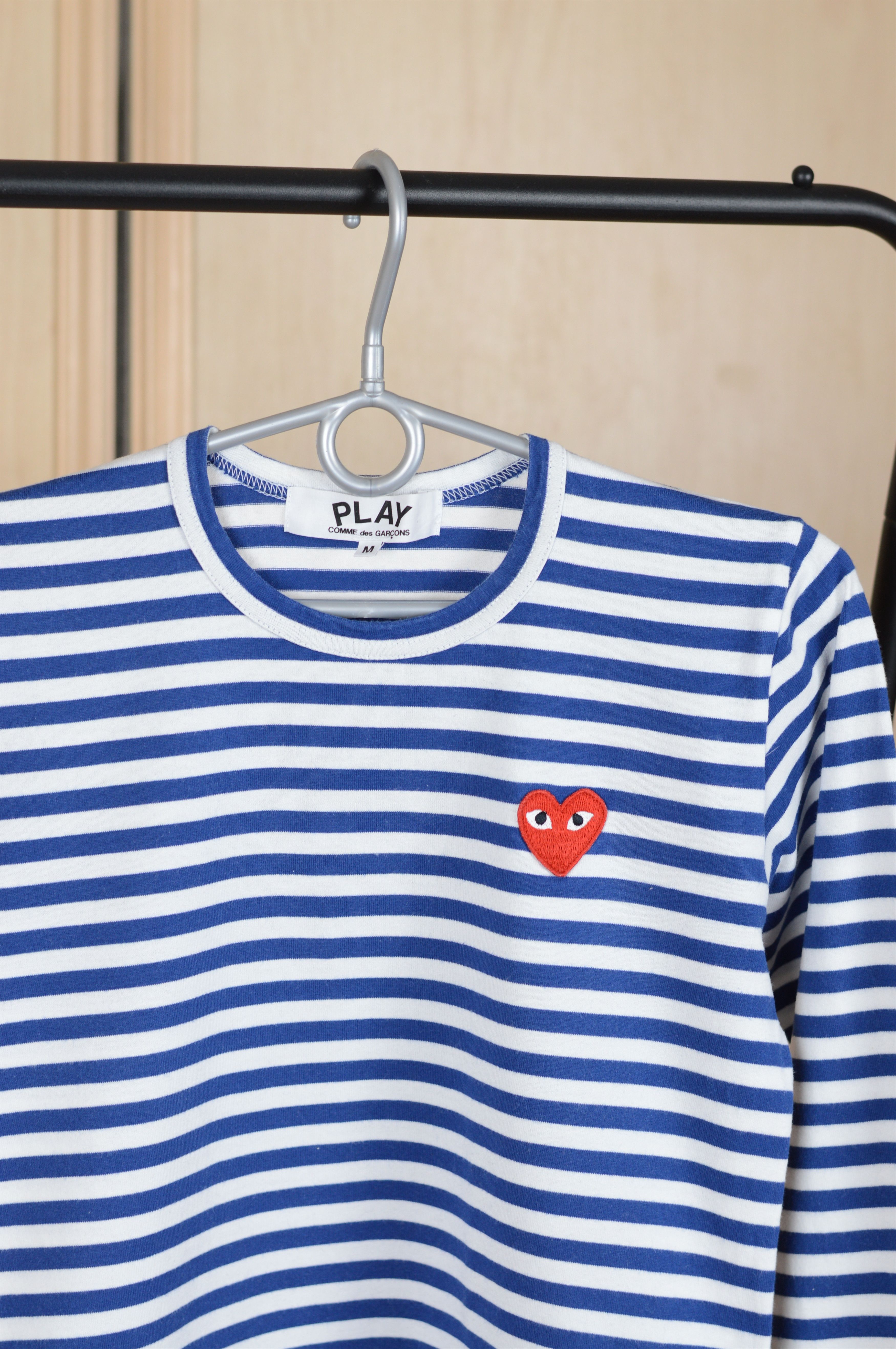 Comme des Garcons × Comme des Garcons PLAY CDG Play Striped Heart Logo Long Sleeve Tee Size M / US 6-8 / IT 42-44 - 2 Thumbnail