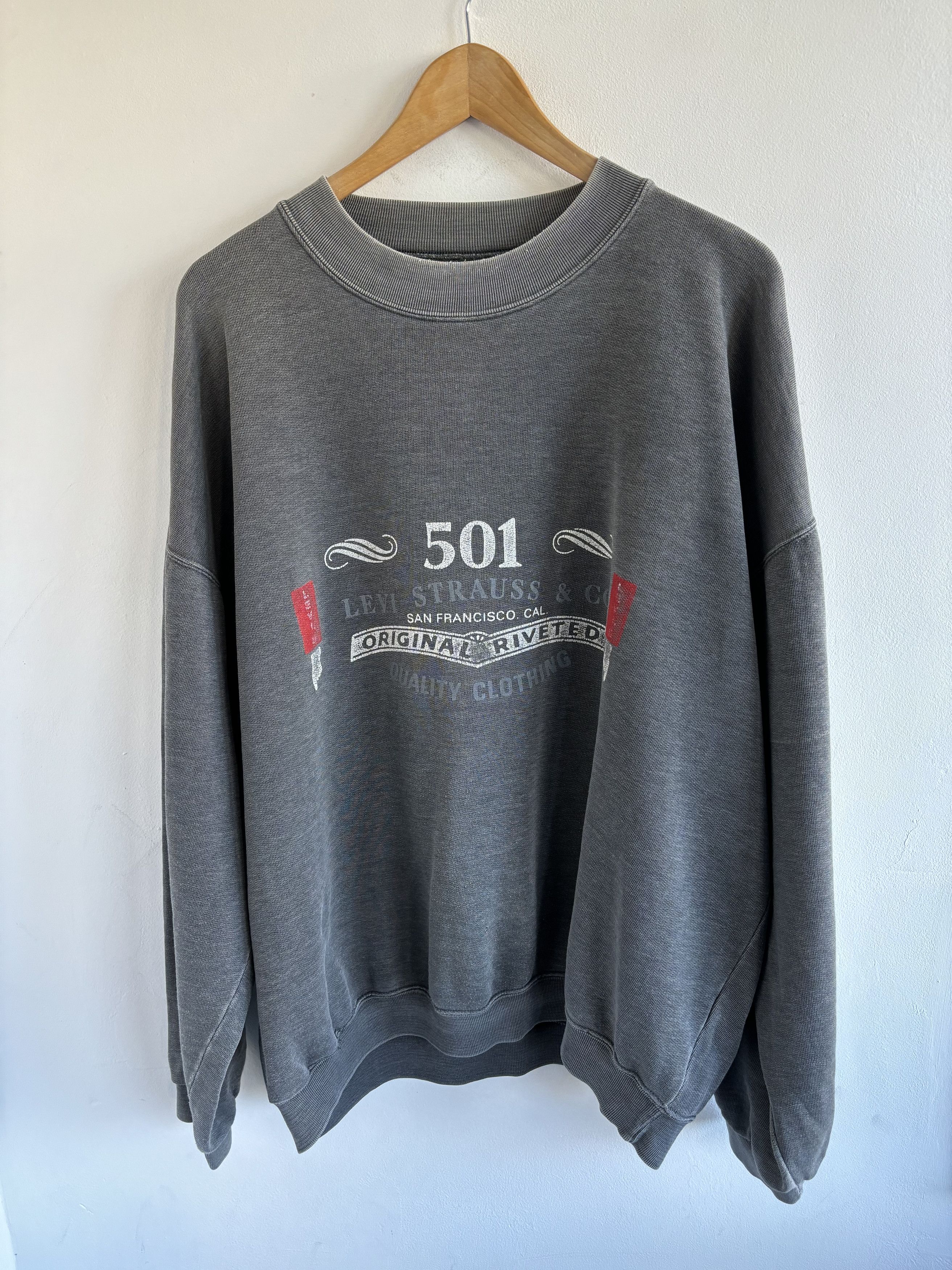 Vintage 80s Levis 501 Washed Grey Sweatshirt