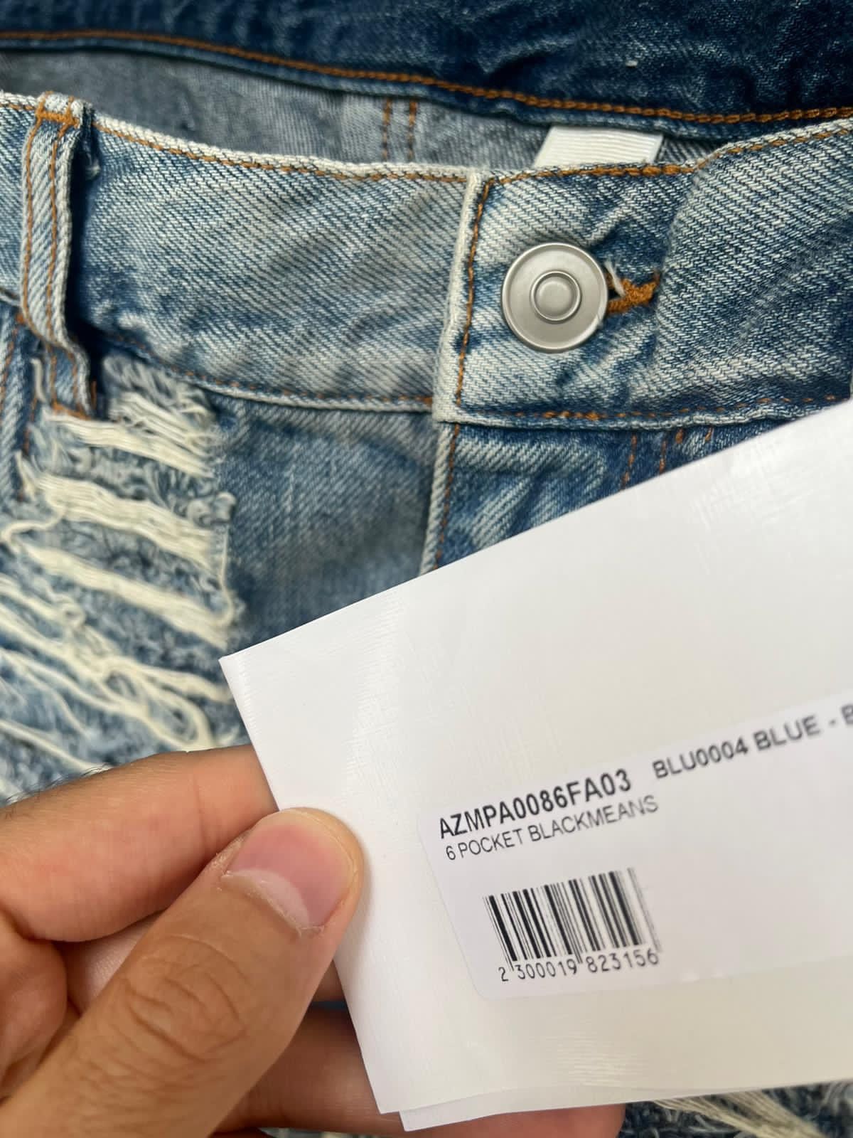 Alyx × Blackmeans 6 Pocket Blackmeans Distressed & Frayed Denim in Blue Size US 36 / EU 52 - 21 Thumbnail