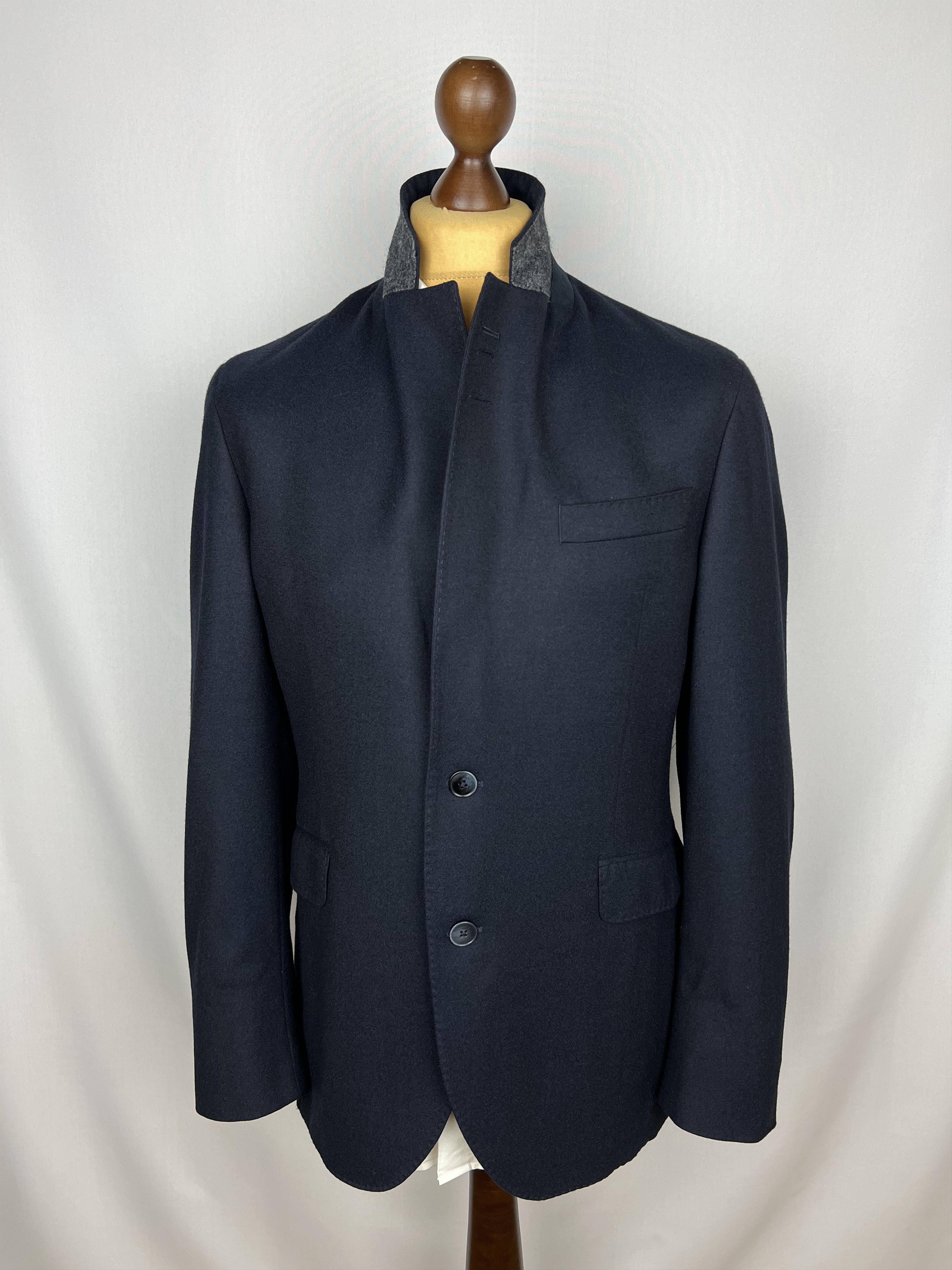 Hackett Drago Pure Flannel Wool Solid Midnight Half-Lined Sport Coat Size 42R - 2 Thumbnail