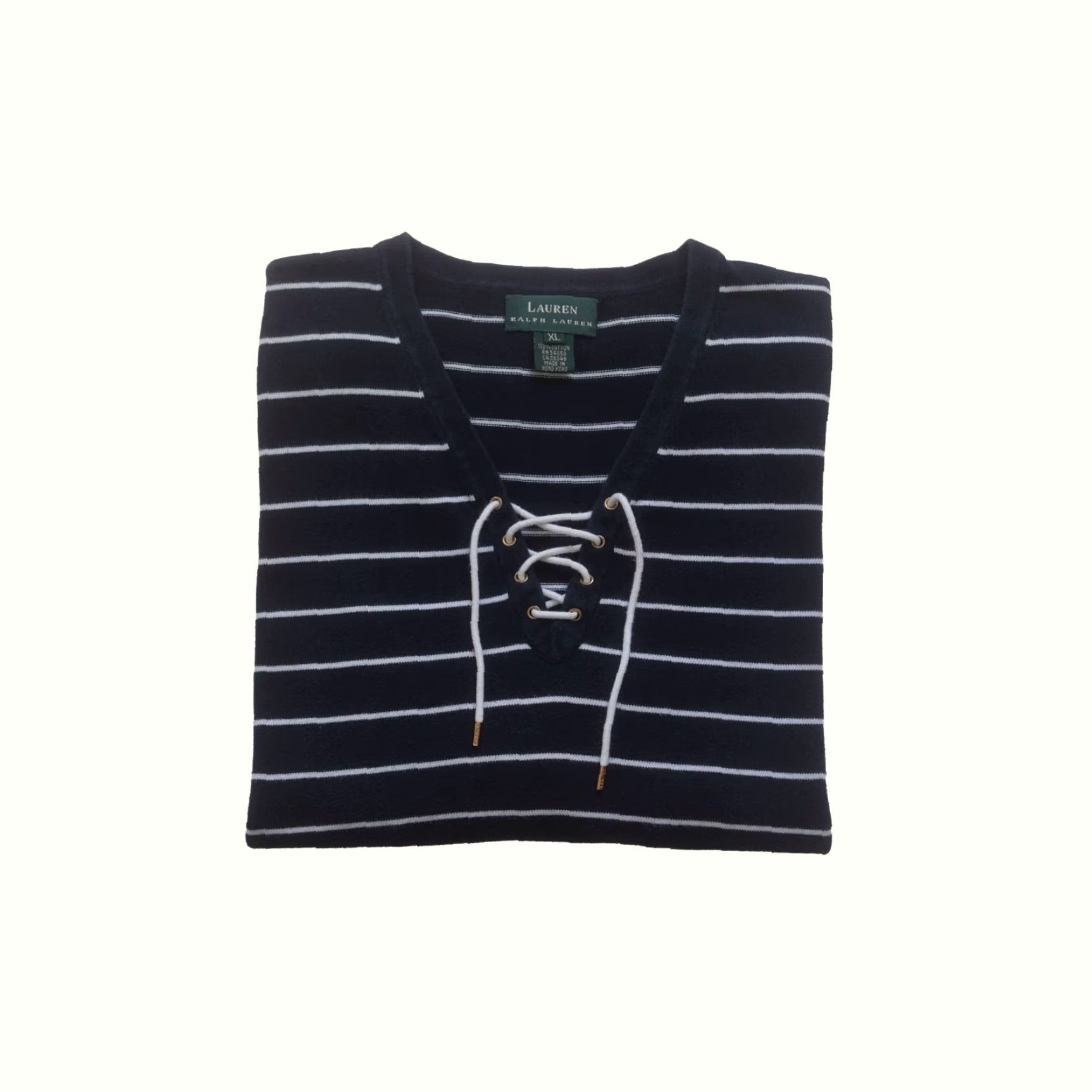 Ralph Lauren VINTAGE LAUREN RALPH LAUREN NAUTICAL HONG KONG TIE LACE UP STRIPE BLUE SHIRT SZ XL Size XL / US 12-14 / IT 48-50 - 2 Thumbnail