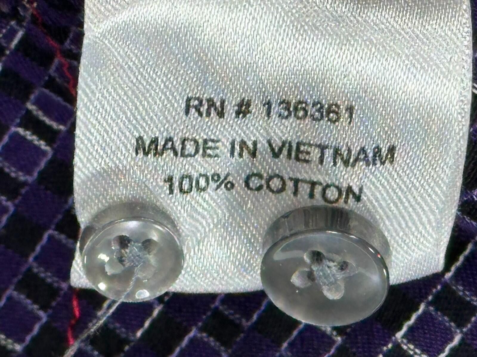 Italia Independent Vintage Italia 100% Cotton Checked Button Up Purple Mens L Size US L / EU 52-54 / 3 - 9 Thumbnail
