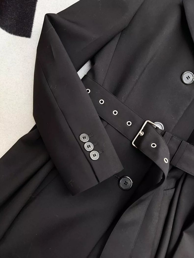 Prada Prada Black Long Belted Dress Coat-2506 Size S / US 4 / IT 40 - 4 Thumbnail
