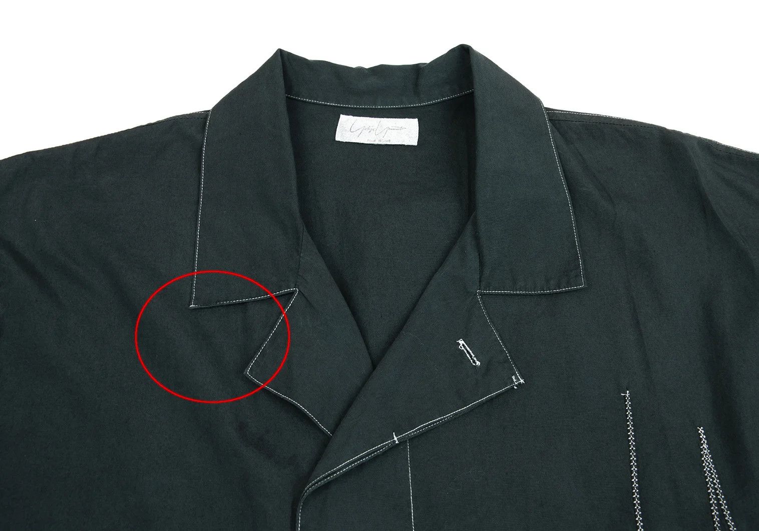 Yohji Yamamoto Yohji Yamamoto White Stitch Design Open Collar Shirt Size US M / EU 48-50 / 2 - 3 Thumbnail