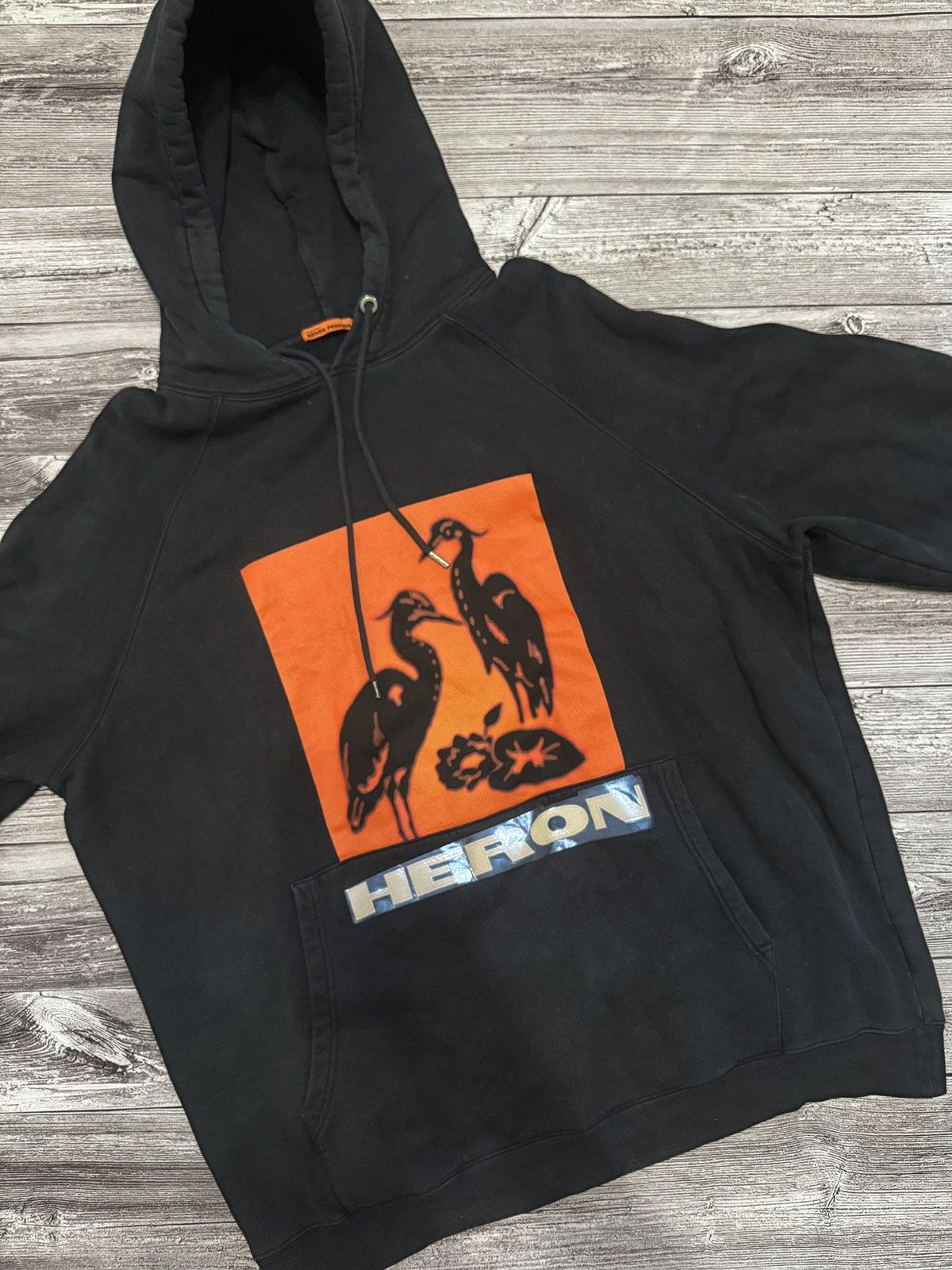 Heron Preston Heron Preston Crane Hoodie Black Orange Logo XL Faded Size US XL / EU 56 / 4 - 12 Thumbnail
