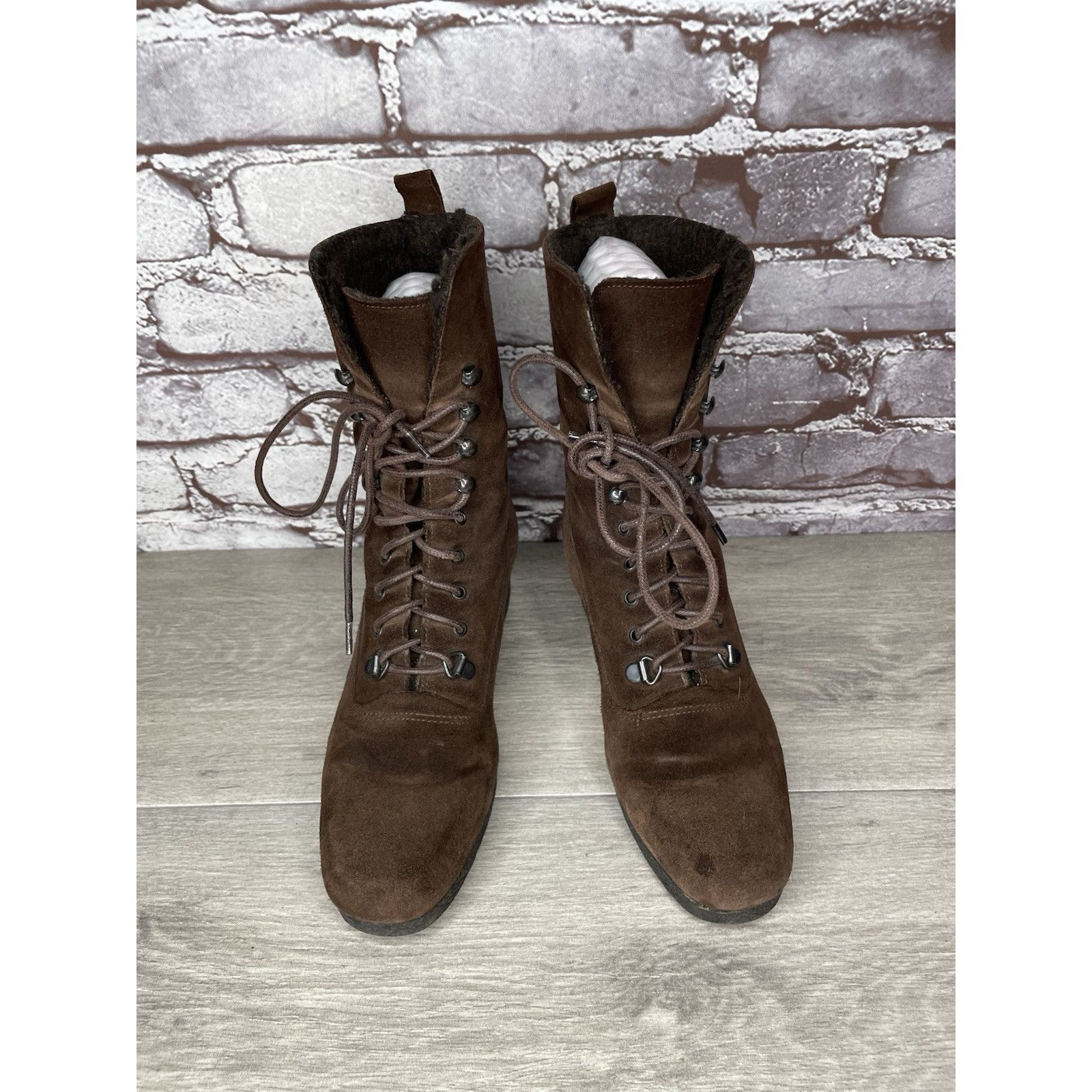 Aquatalia Aquatalia Marvin K Brown Suede Lace Up Block Heel Combat Boo Size US 6 / IT 36 - 15 Thumbnail