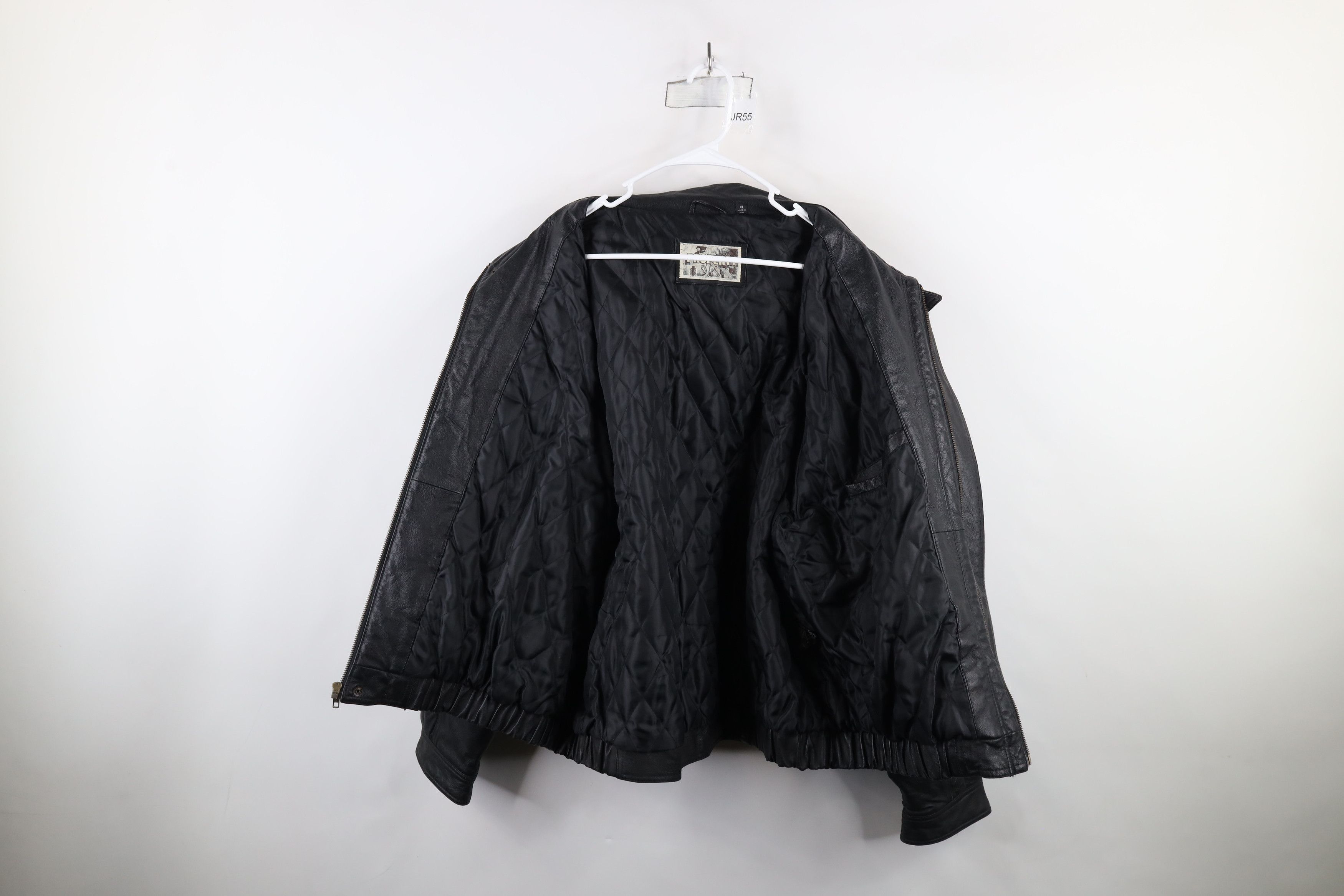 Vintage Vintage 90s Streetwear Quilted Leather Bomber Jacket Black Size US XL / EU 56 / 4 - 12 Thumbnail