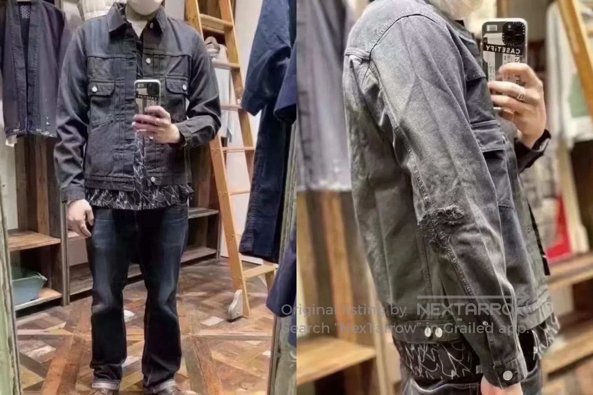 Visvim Black Denim Jacket with Button Front and Pockets. Size US M / EU 48-50 / 2 - 9 Thumbnail