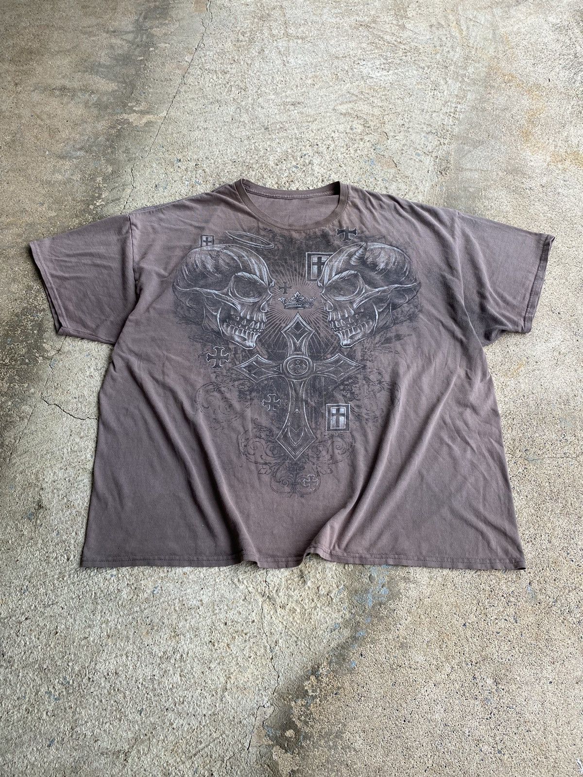 Japanese Brand × Vintage Vintage Y2K Skull Cross Affliction Style Oversized Shirt Size US XXL / EU 58 / 5 - 1 Thumbnail