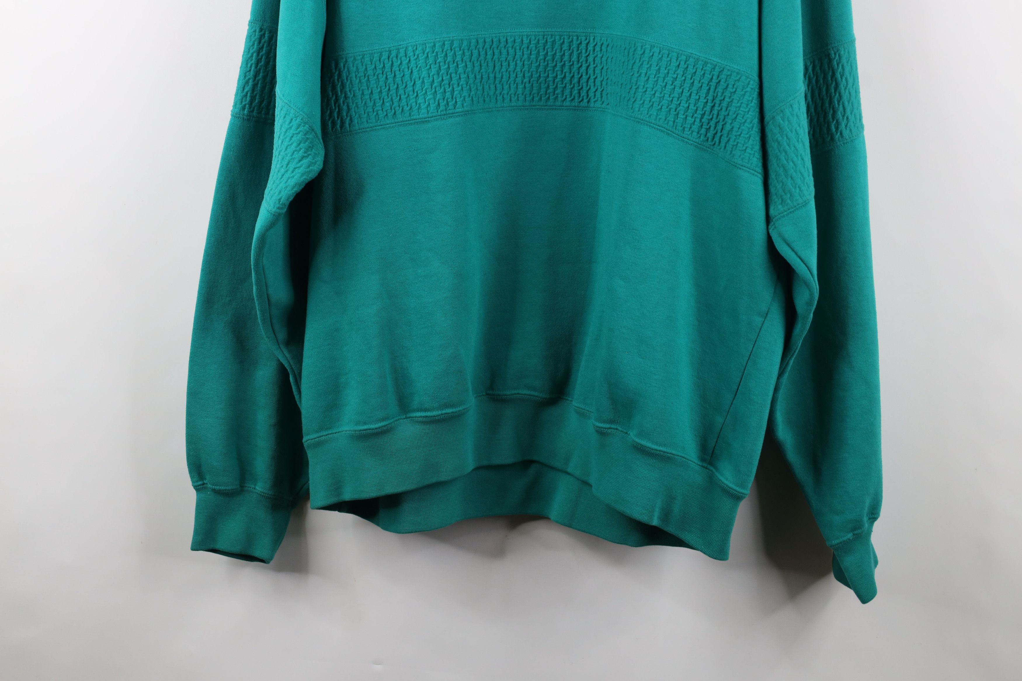 Vintage Vintage 90s Streetwear Textured Crewneck Sweatshirt Teal Size US XL / EU 56 / 4 - 13 Thumbnail