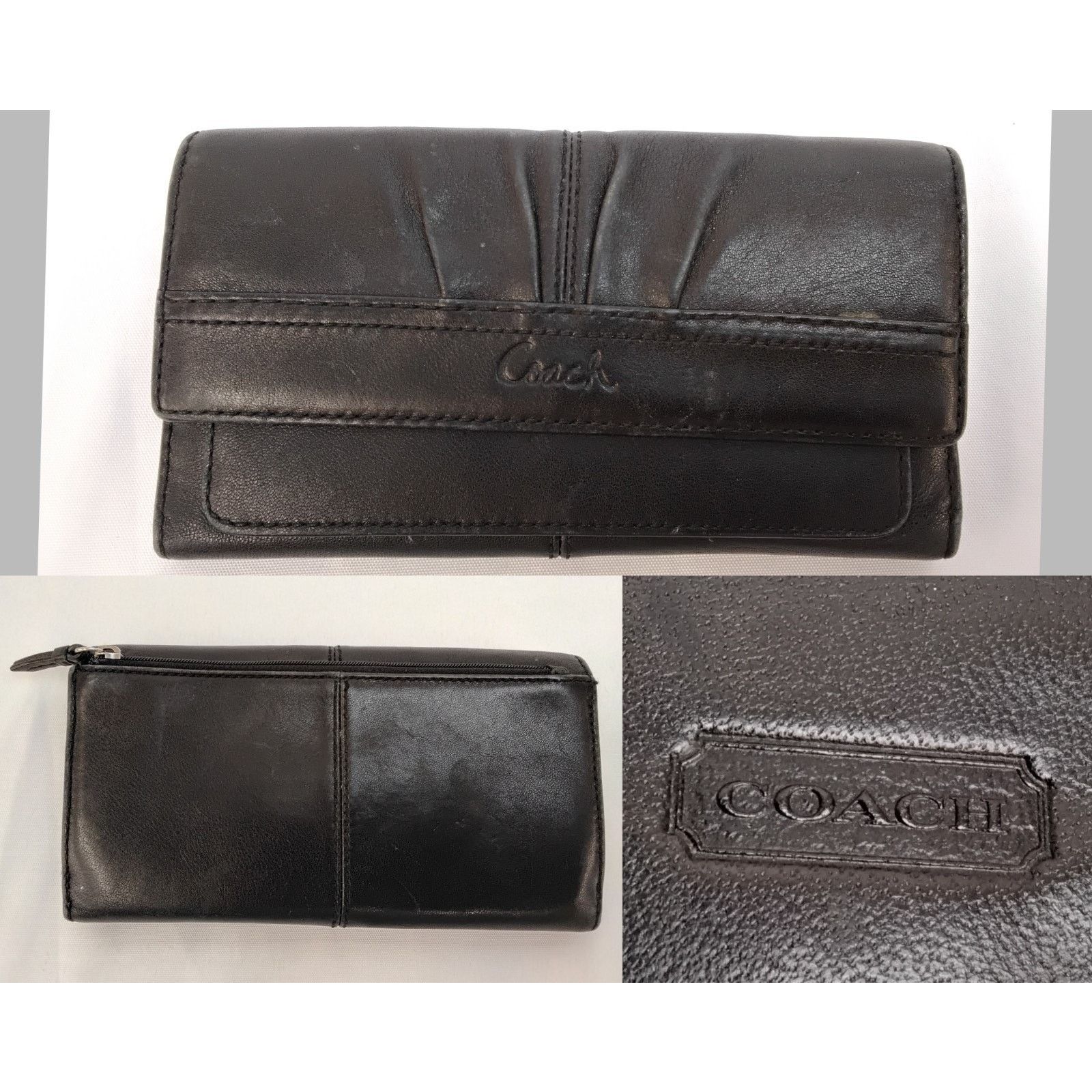 Coach Coach Tri-Fold Black Leather Wallet Envelope Snap VTG 2000s Size ONE SIZE - 1 Thumbnail