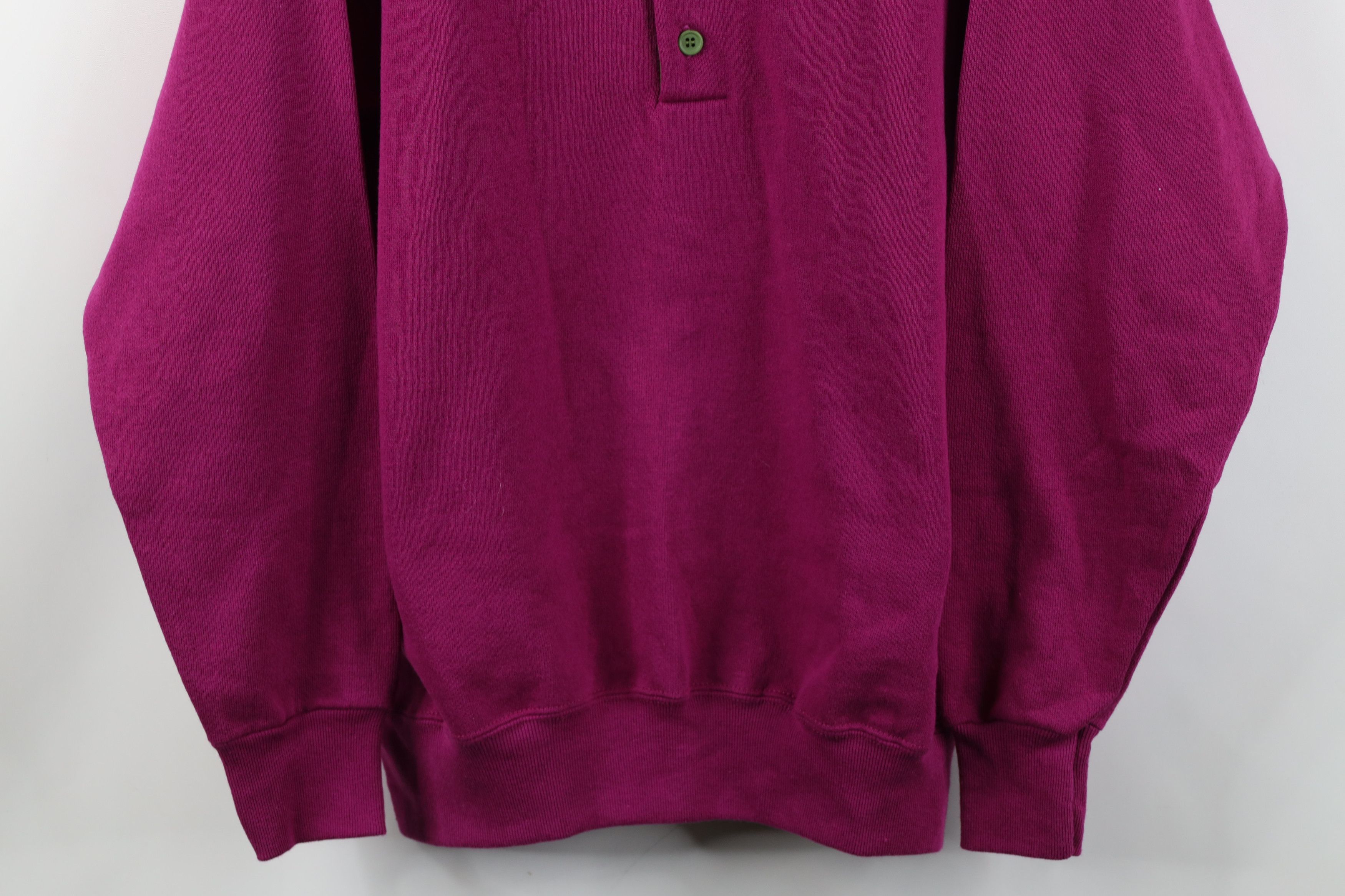 Vintage Vintage 90s Streetwear Blank Henley Sweatshirt Purple USA Size US M / EU 48-50 / 2 - 3 Thumbnail