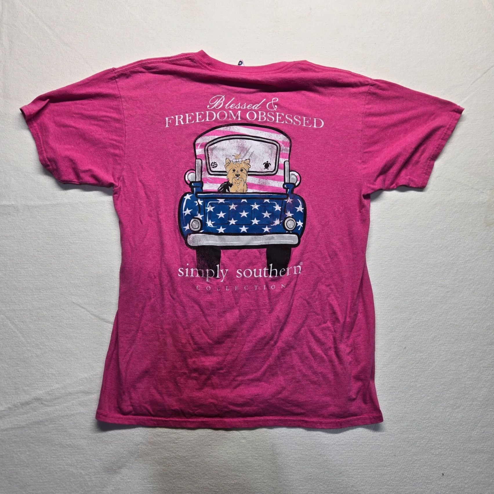Vintage VINTAGE Simply Southern Women's T-Shirt Adult Medium Pink Blessed Freedom Obsessed Dog Logo Casual Short Sleeve Crew Neck Knitted Cotton Size M / US 6-8 / IT 42-44 - 7 Thumbnail