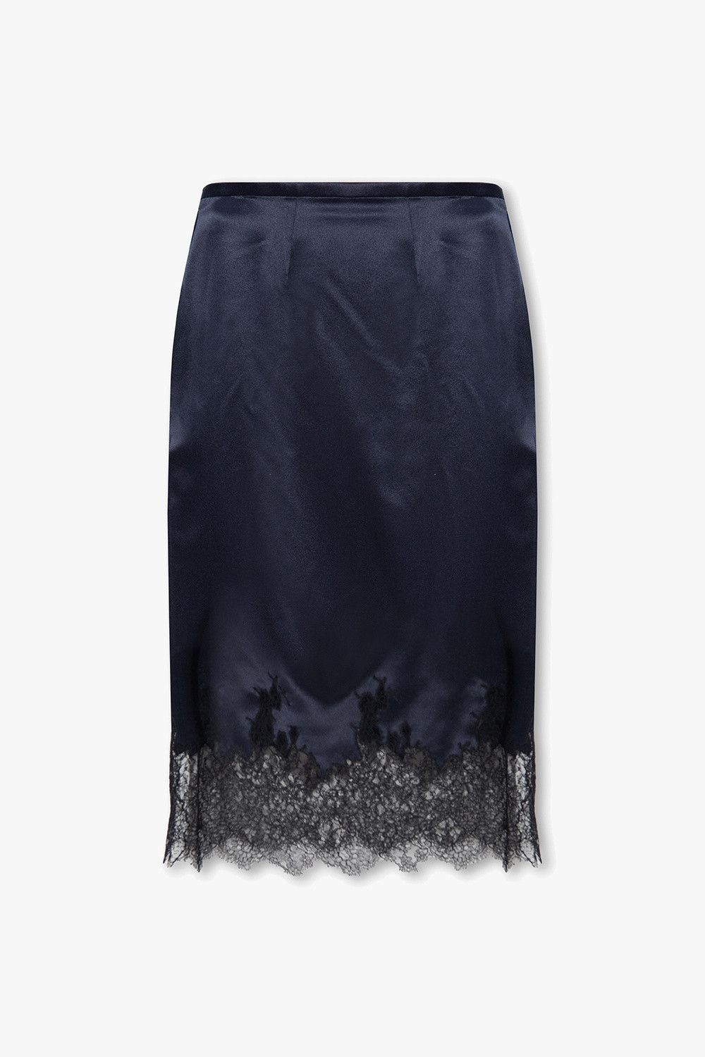 Saint Laurent Paris o1s1wg110924 Midi Skirt In Crepe Satin And Lace in Navy Blue Size 28" / US 6 / IT 42 - 1 Thumbnail