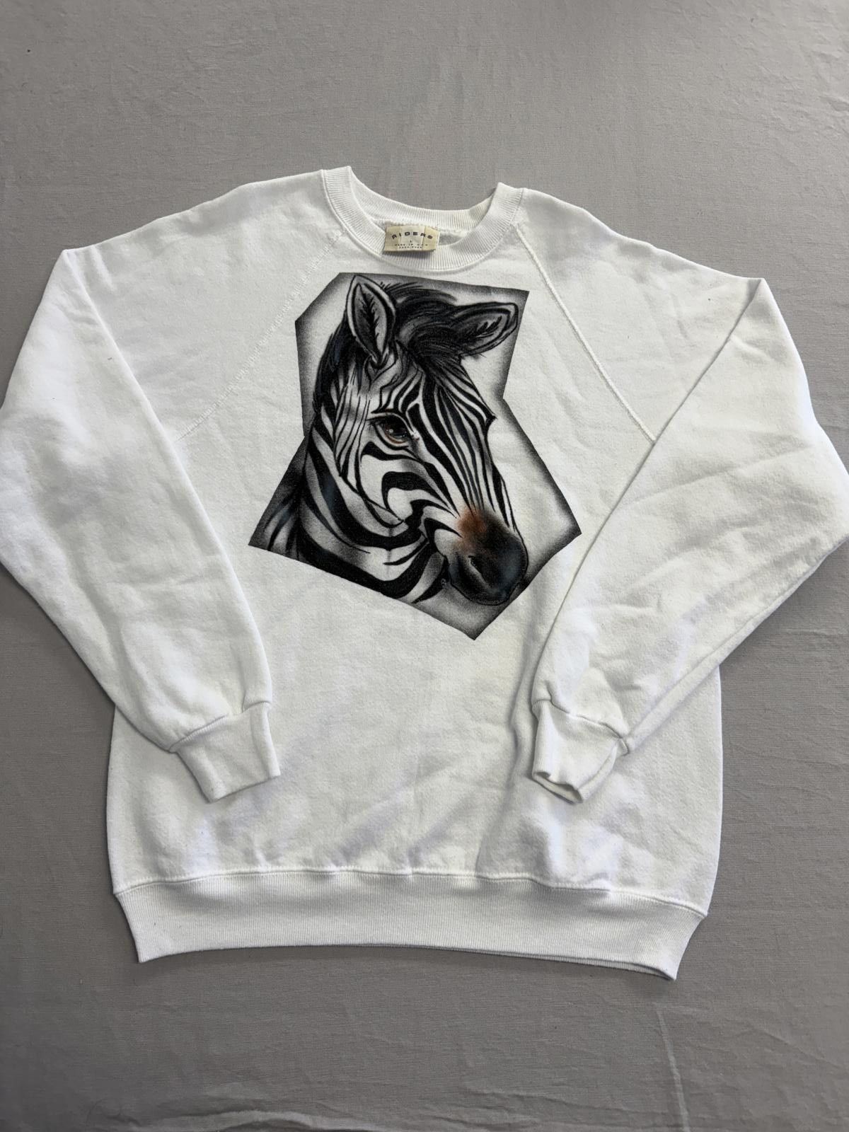 Ruff Ryders Vintage Zebra Sweatshirt Cubic Art Red Nosed Zebra Sexy - L Size US L / EU 52-54 / 3 - 1 Thumbnail