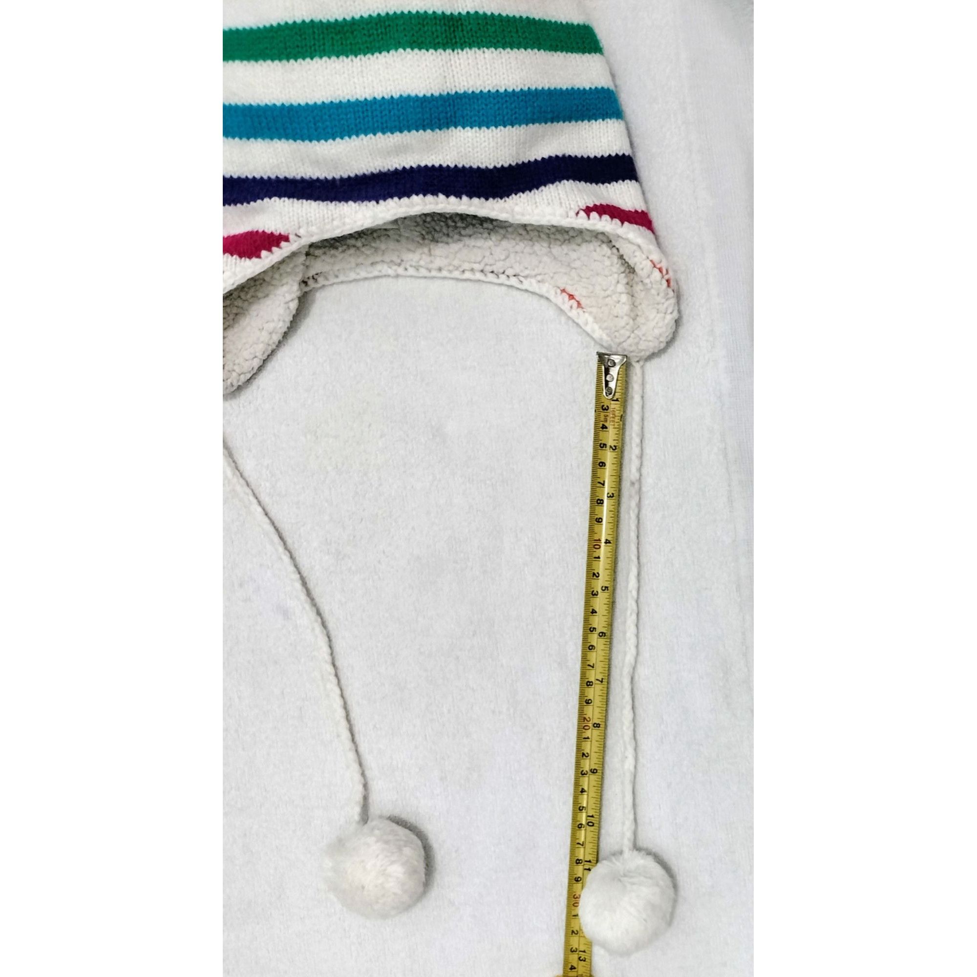 Aeropostale Aeropostale Rainbow Striped Ear Flap Pom Pom Knit Hat Sherpa Size ONE SIZE - 7 Thumbnail