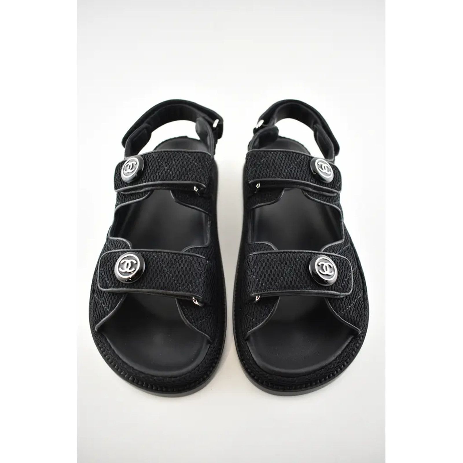 Chanel Chanel 21C Black Fabric Silver Logo Mule Slide Strap Size US 9 / IT 39 - 8 Thumbnail