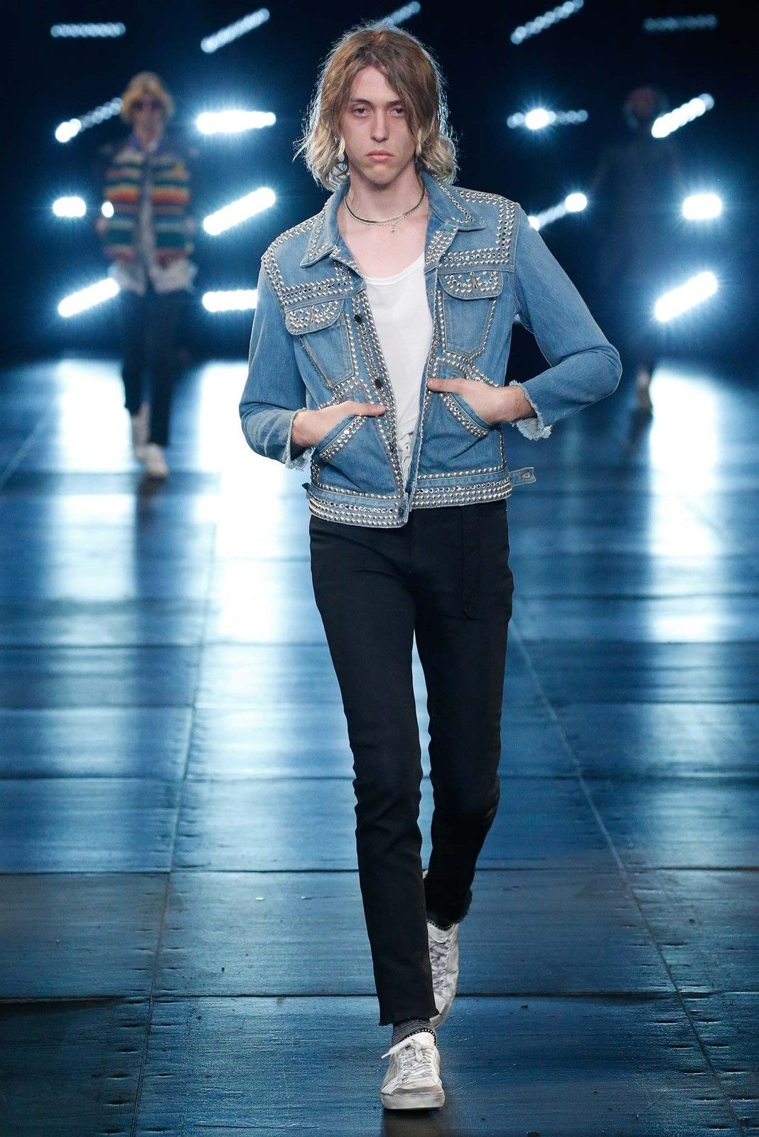 Saint Laurent Paris SS16 Studded Denim Jacket Surf Sound Size US XS / EU 42 / 0 - 2 Thumbnail