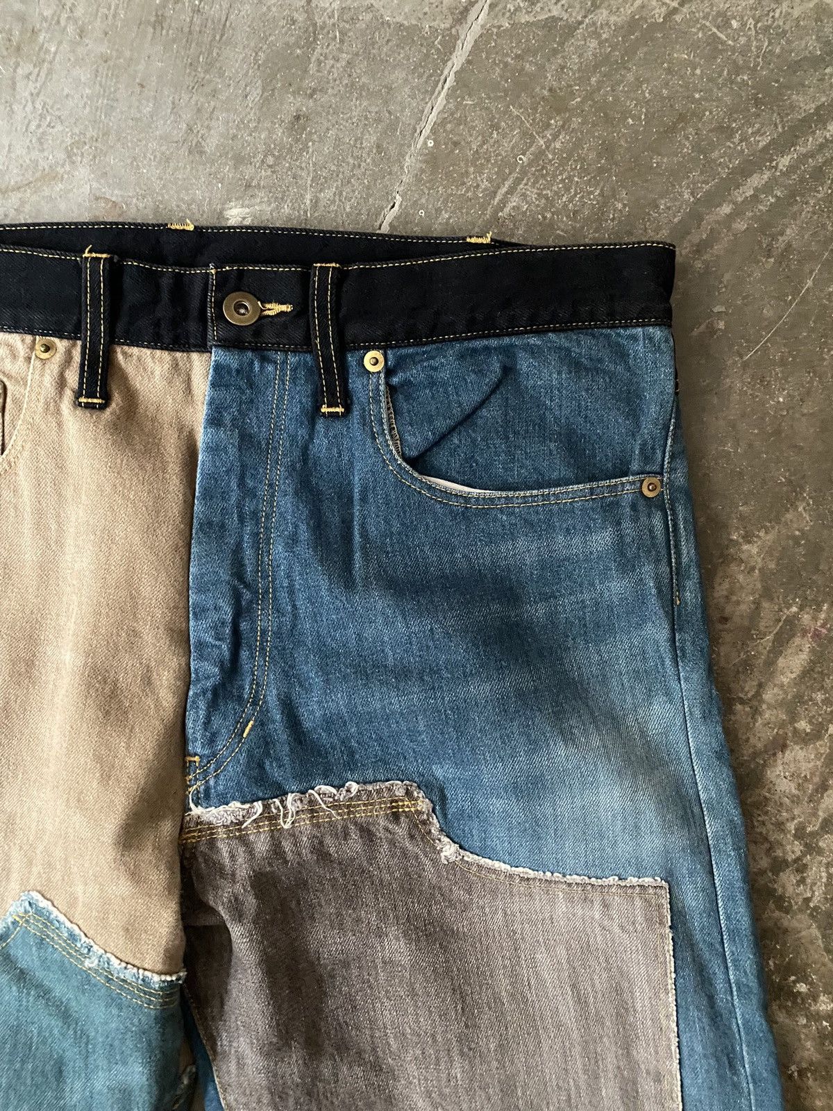 Japanese Brand Khoki Denim Patchwork Jeans Kapital Sillage Kiko Kostadinov Size US 34 / EU 50 - 2 Thumbnail