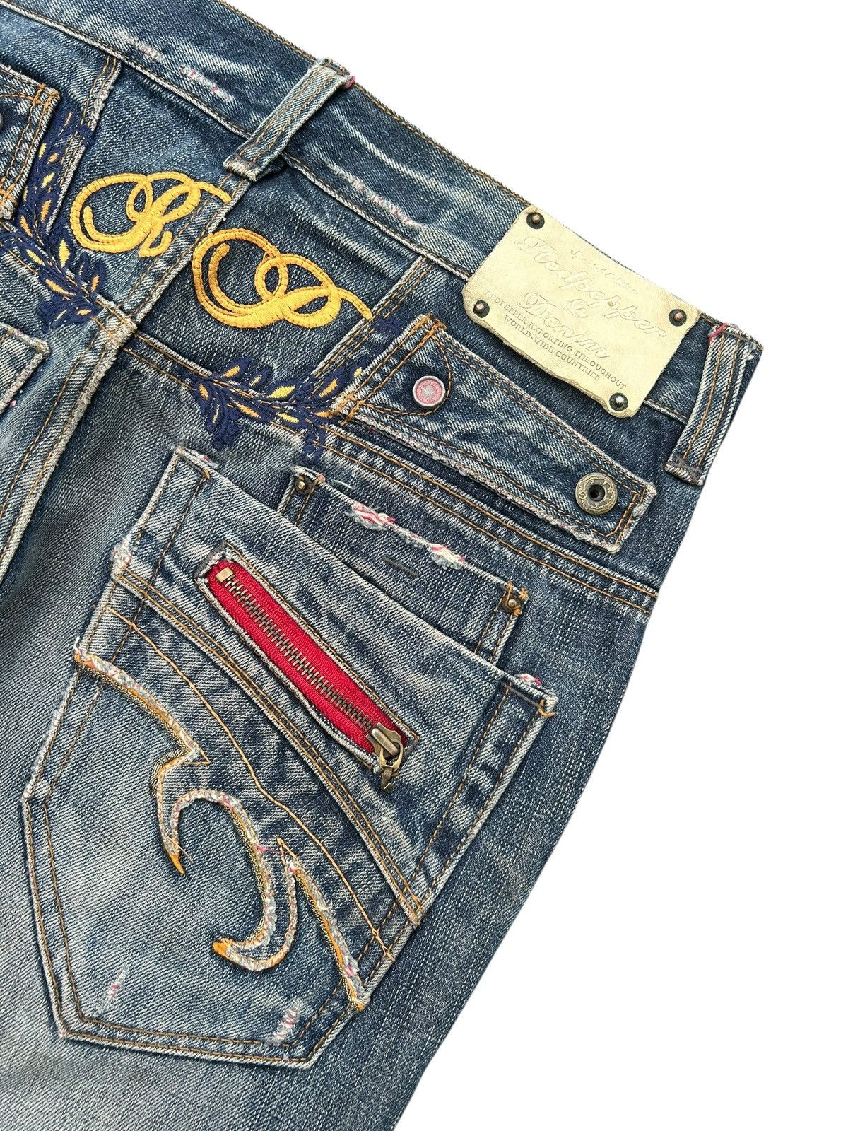 If Six Was Nine Flare Red Pepper Japanese Punk Bondage Distressed Denim Jean Size US 32 / EU 48 - 3 Thumbnail