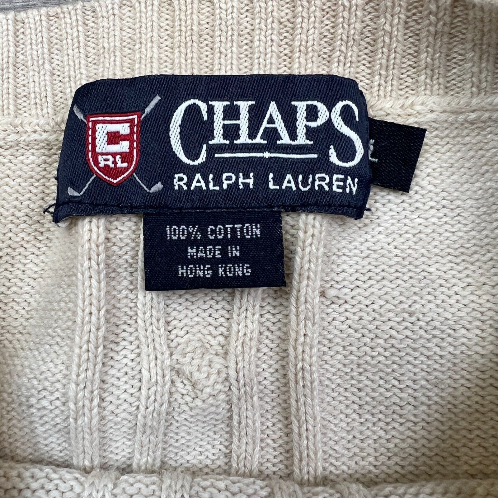Chaps Ralph Lauren × Polo Ralph Lauren × Vintage Chaps Ralph Lauren Sweatshirt Medium Cable Knit 90s Sweater Size US M / EU 48-50 / 2 - 9 Thumbnail