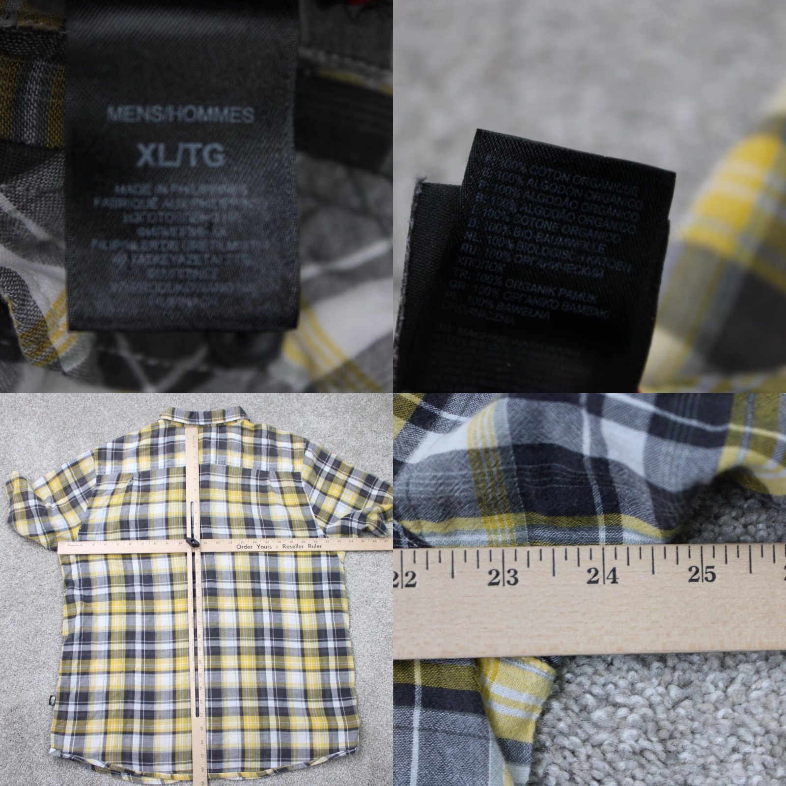 The North Face The North Face Shirt Mens XL Yellow/Gray Plaid 100% Cotton Short Sleeve Button Size US XL / EU 56 / 4 - 8 Thumbnail