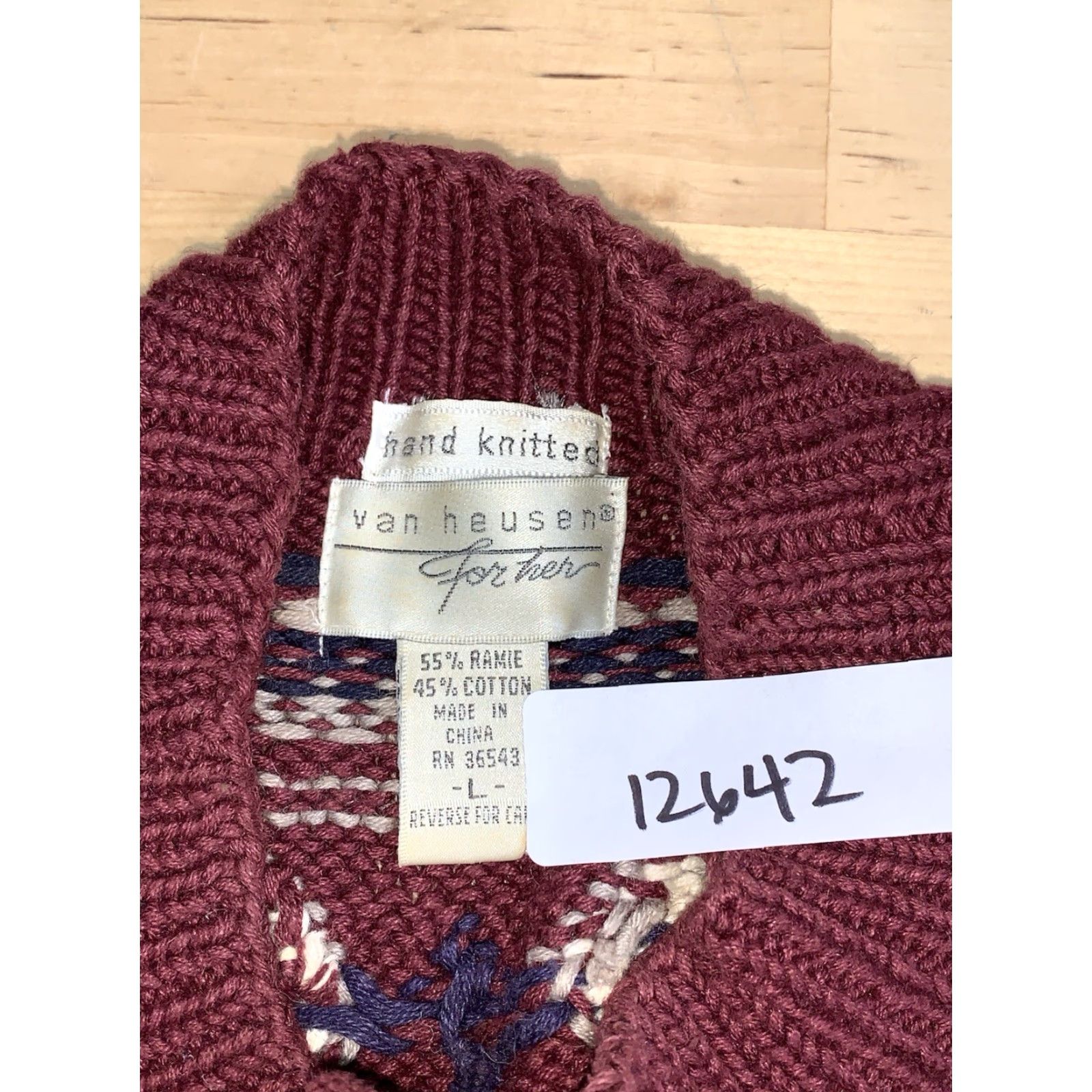 Van Heusen VINTAGE Van Heusen Sweater Womens L Pullover Crew Neck Red Ramie Knit 90s Floral Size L / US 10 / IT 46 - 2 Thumbnail